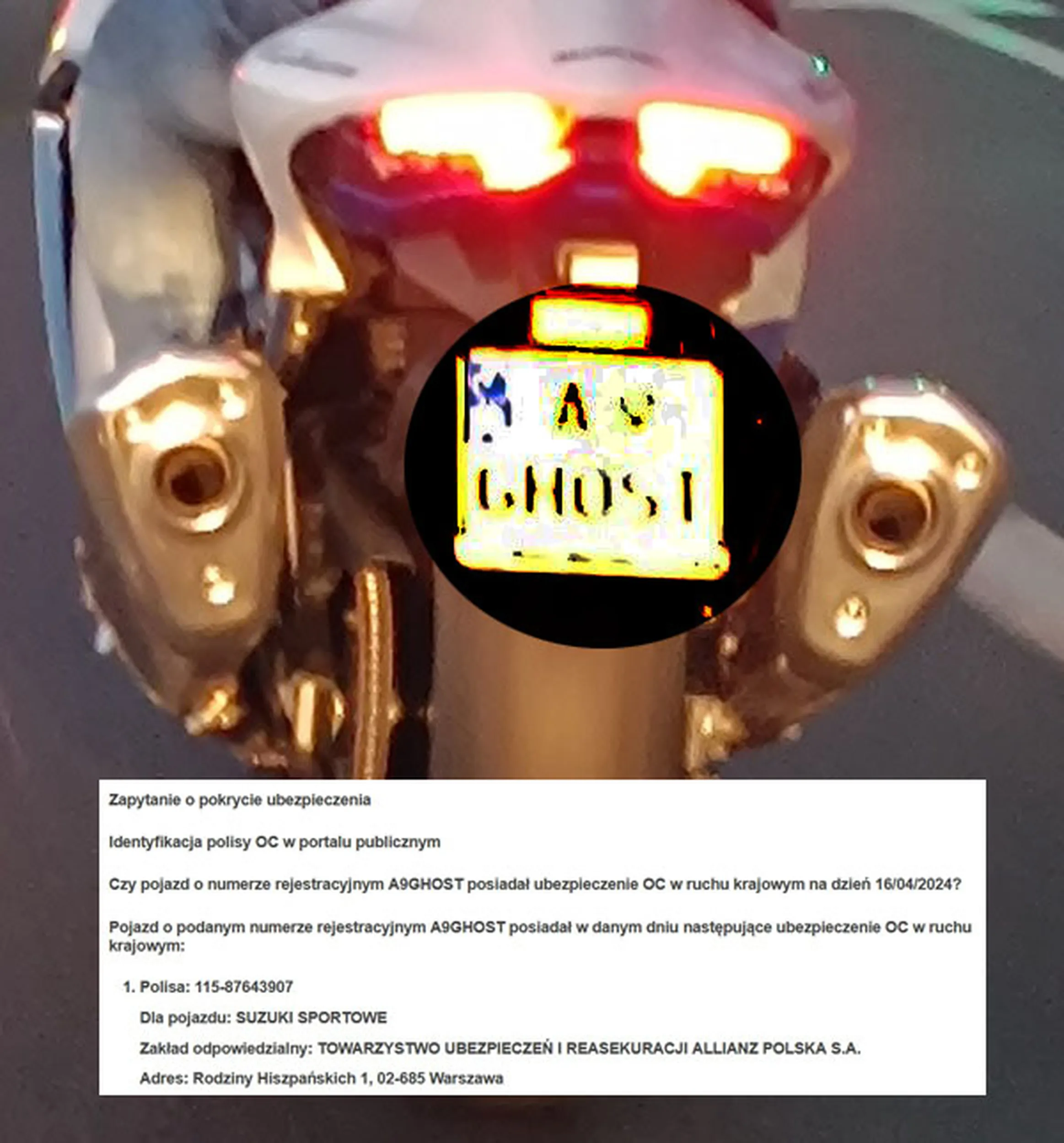 Fajny numer, blacha A9 GHOST