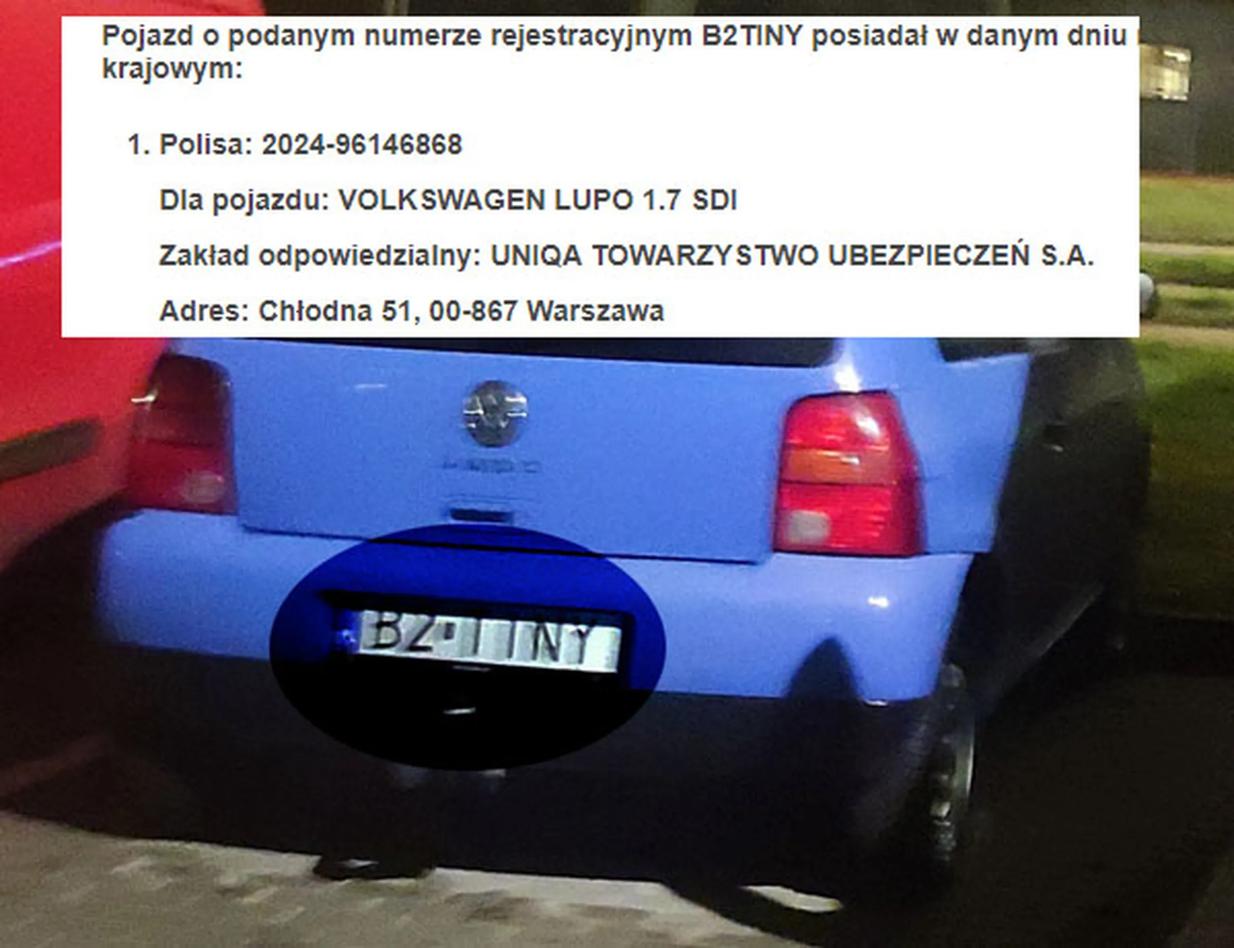 Fajny numer, blacha B2 TINY