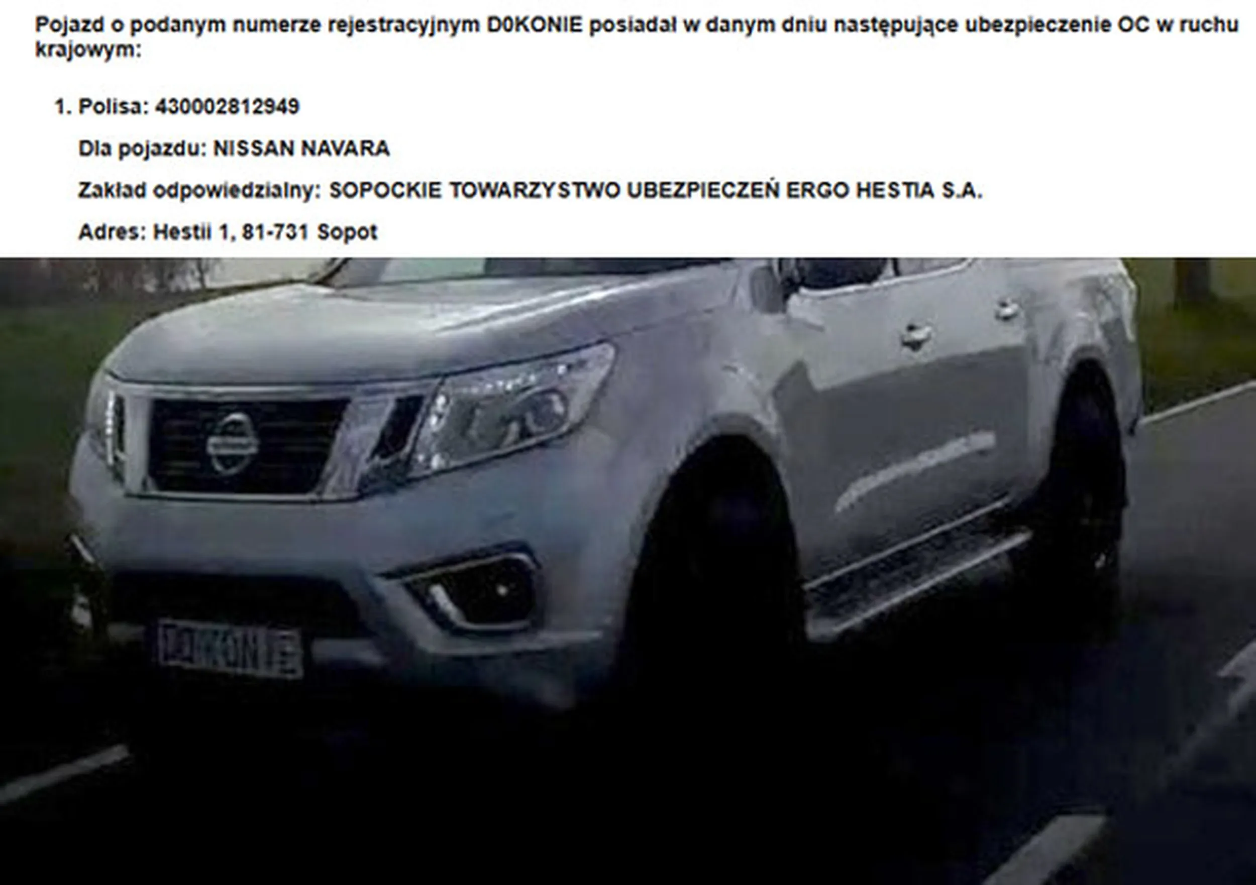 Fajny numer, blacha D0 KONIE