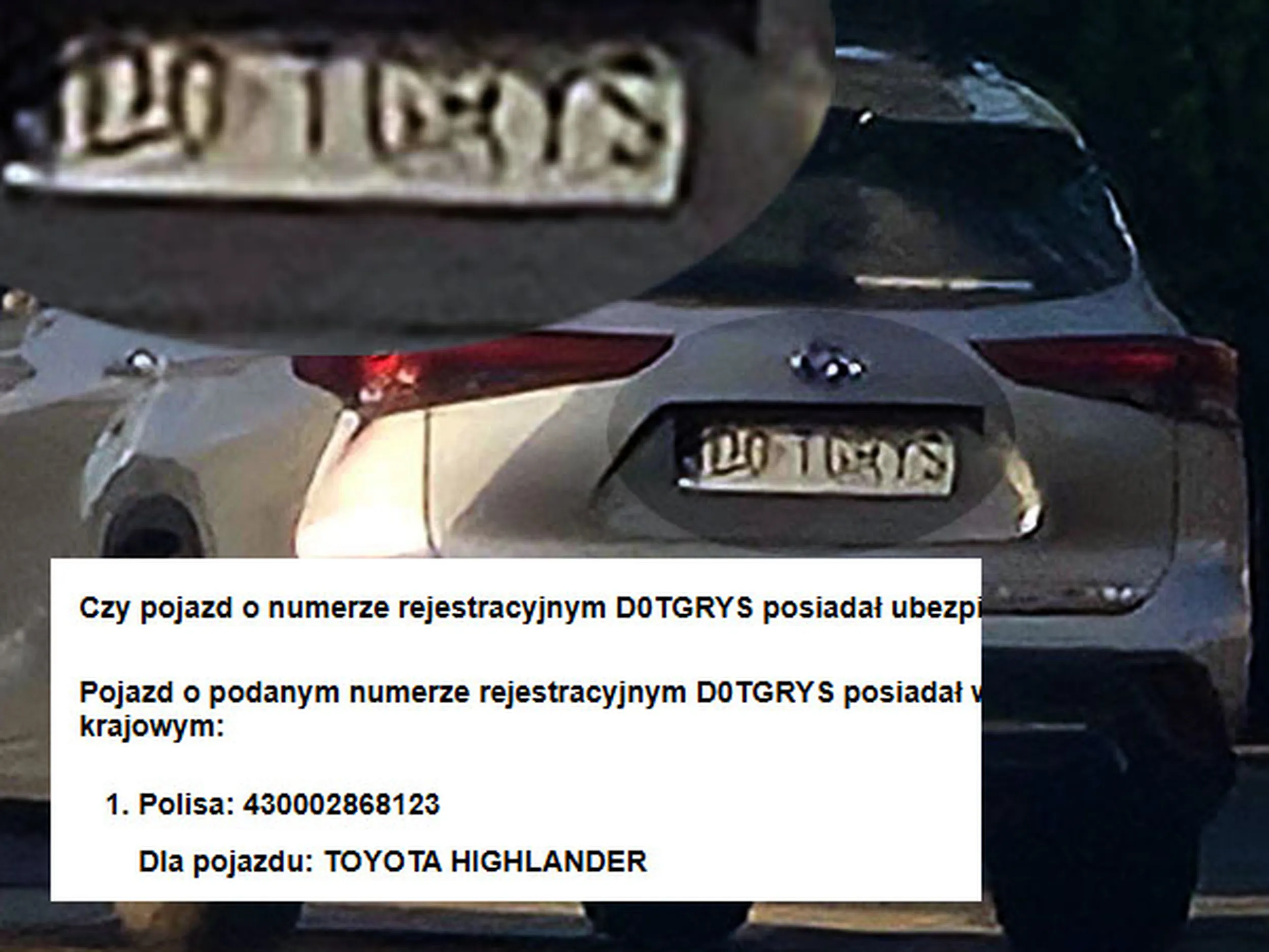 Fajny numer, blacha D0 TGRYS