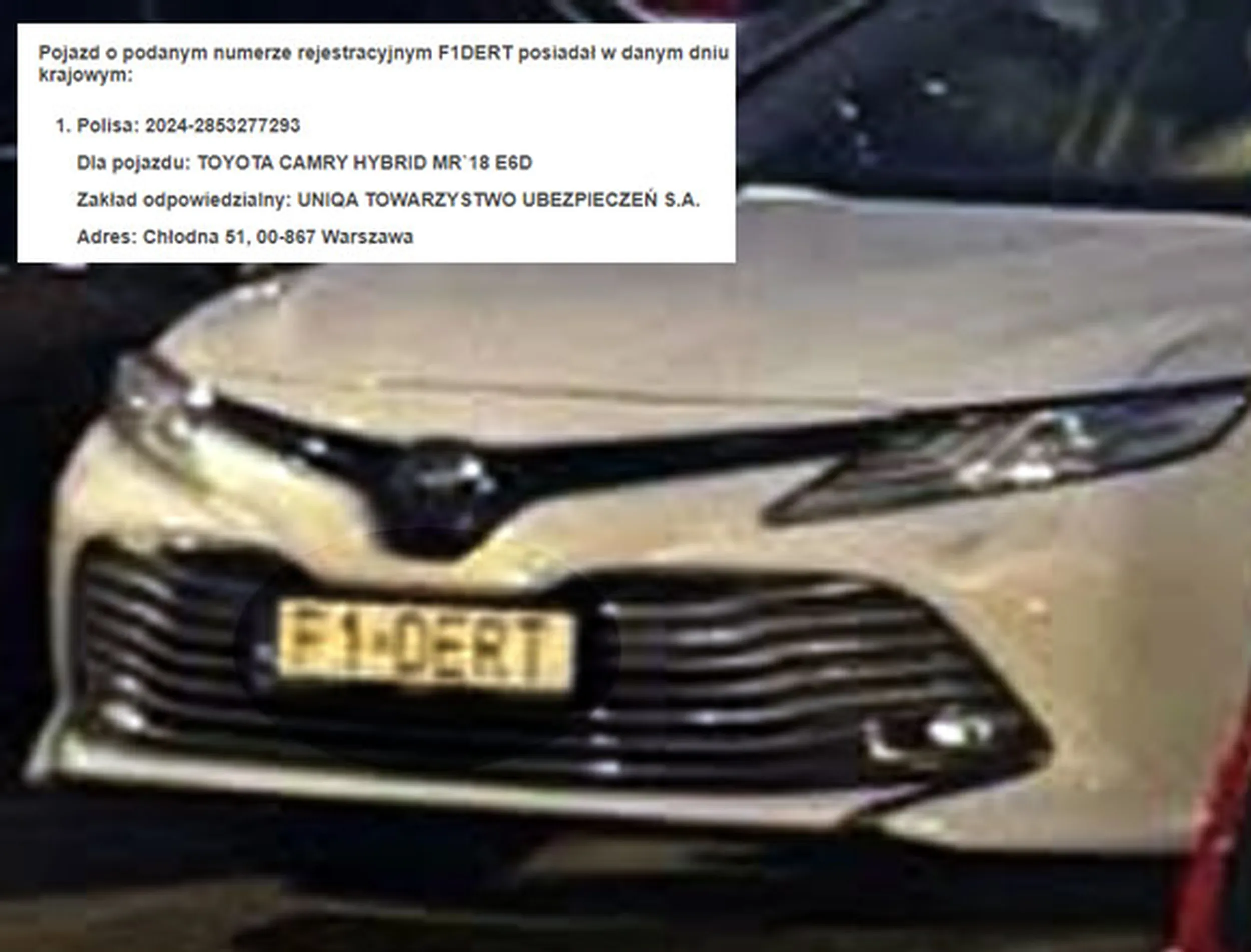 Fajny numer, blacha F1 DERT