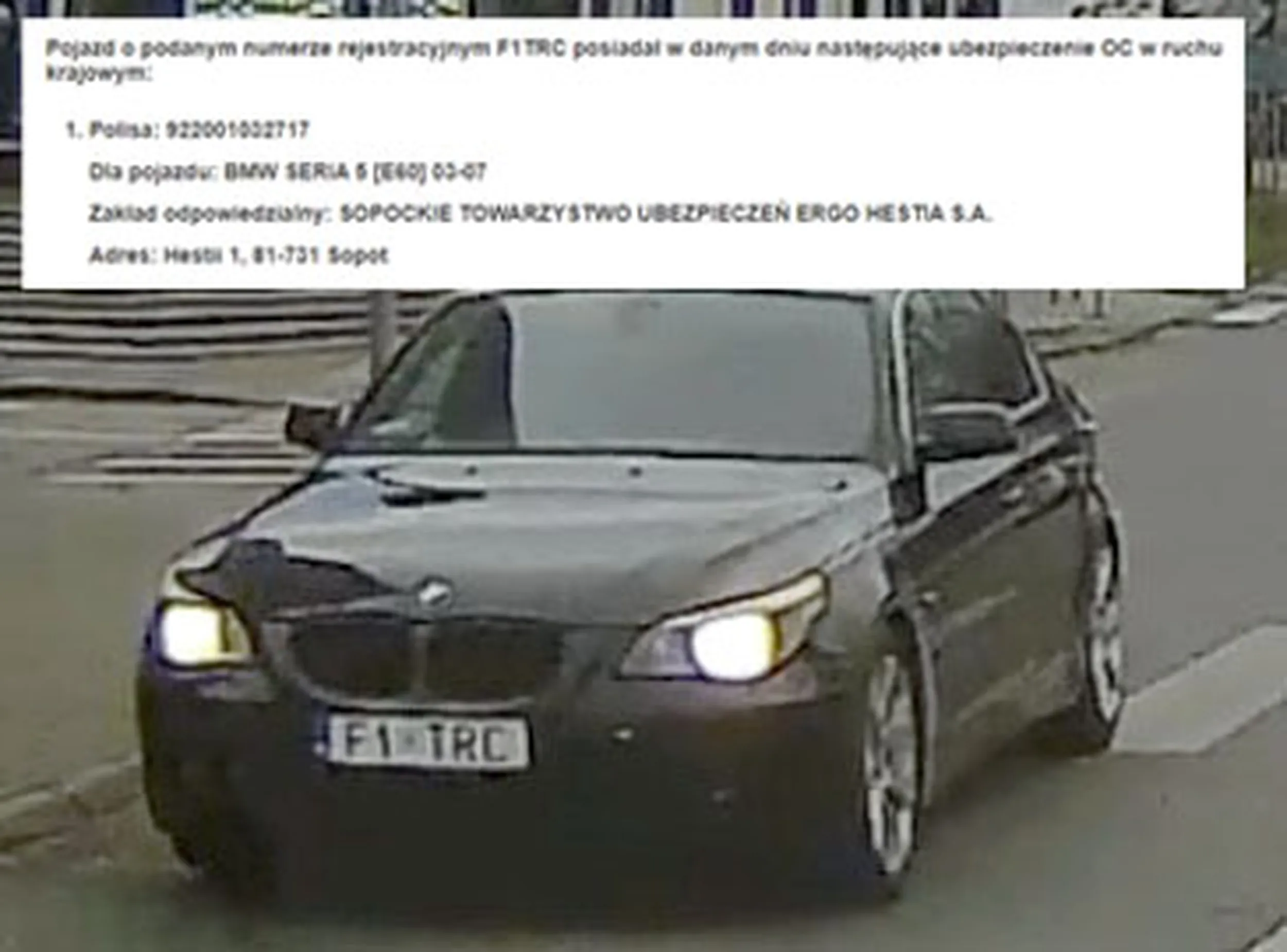 Fajny numer, blacha F1 TRC