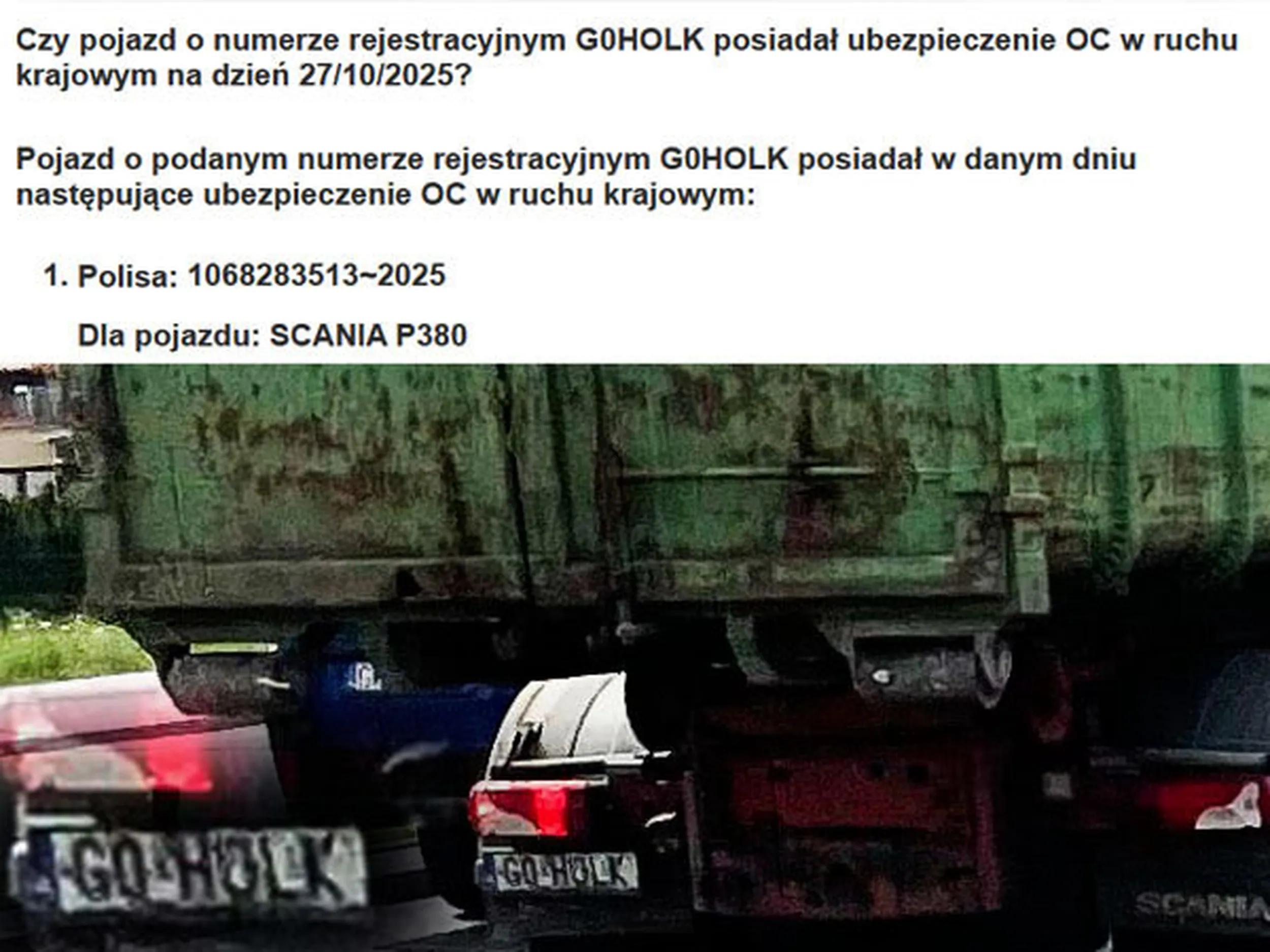 Fajny numer, blacha G0 HOLK