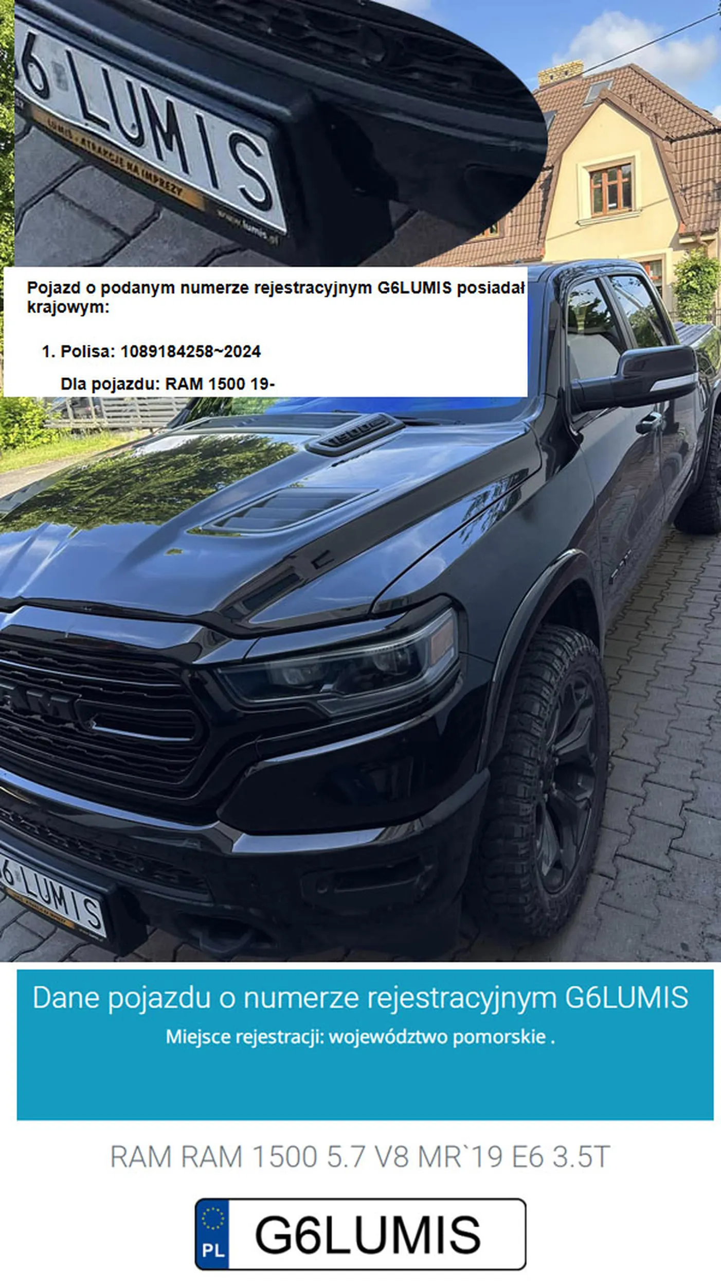 Fajny numer, blacha G6 LUMIS