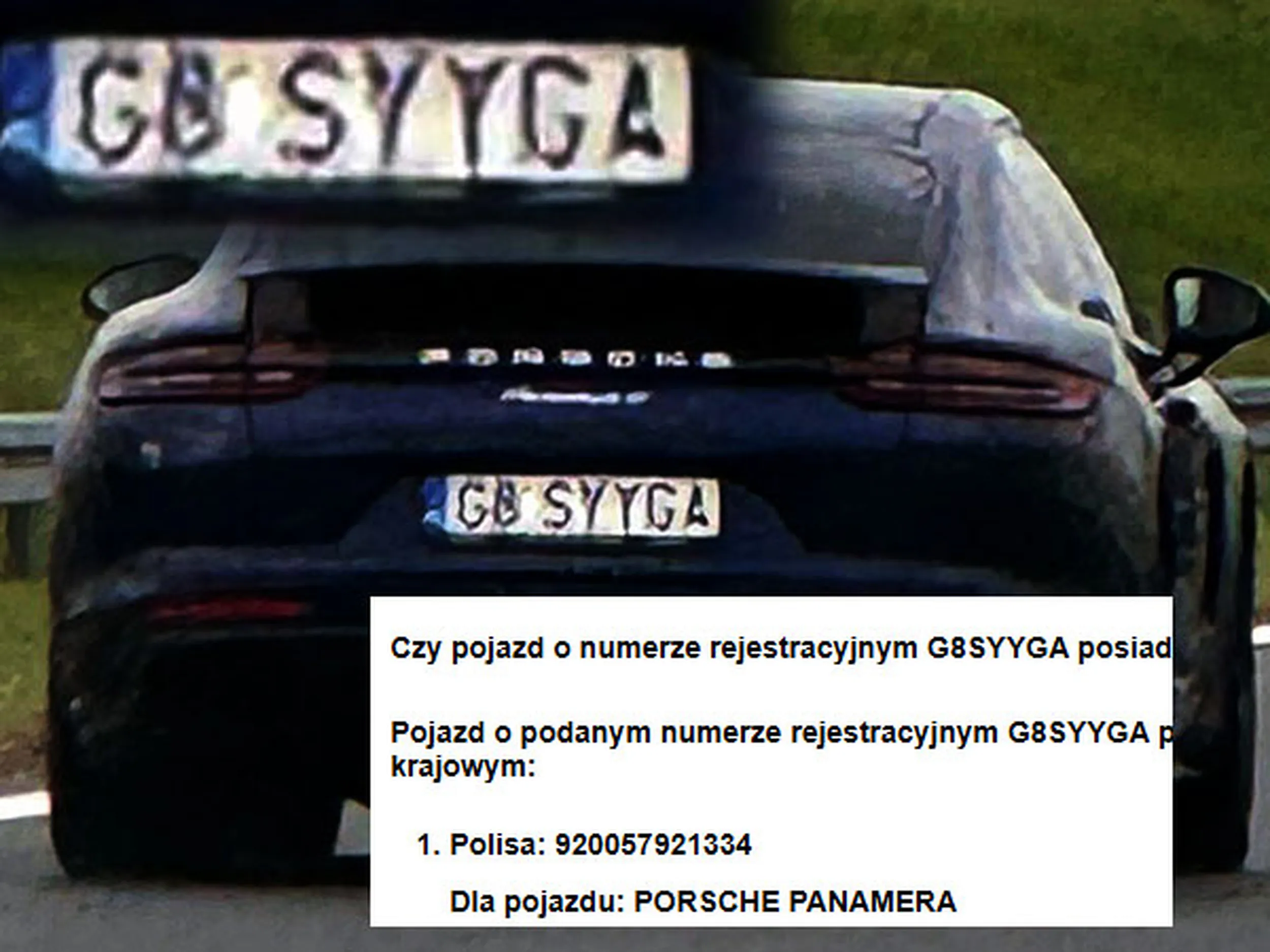 Fajny numer, blacha G8 SYYGA