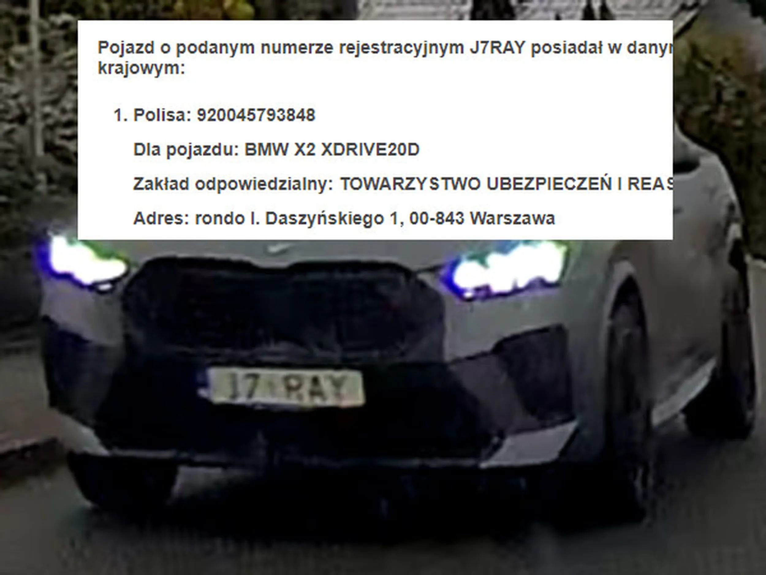 Fajny numer, blacha J7 RAY