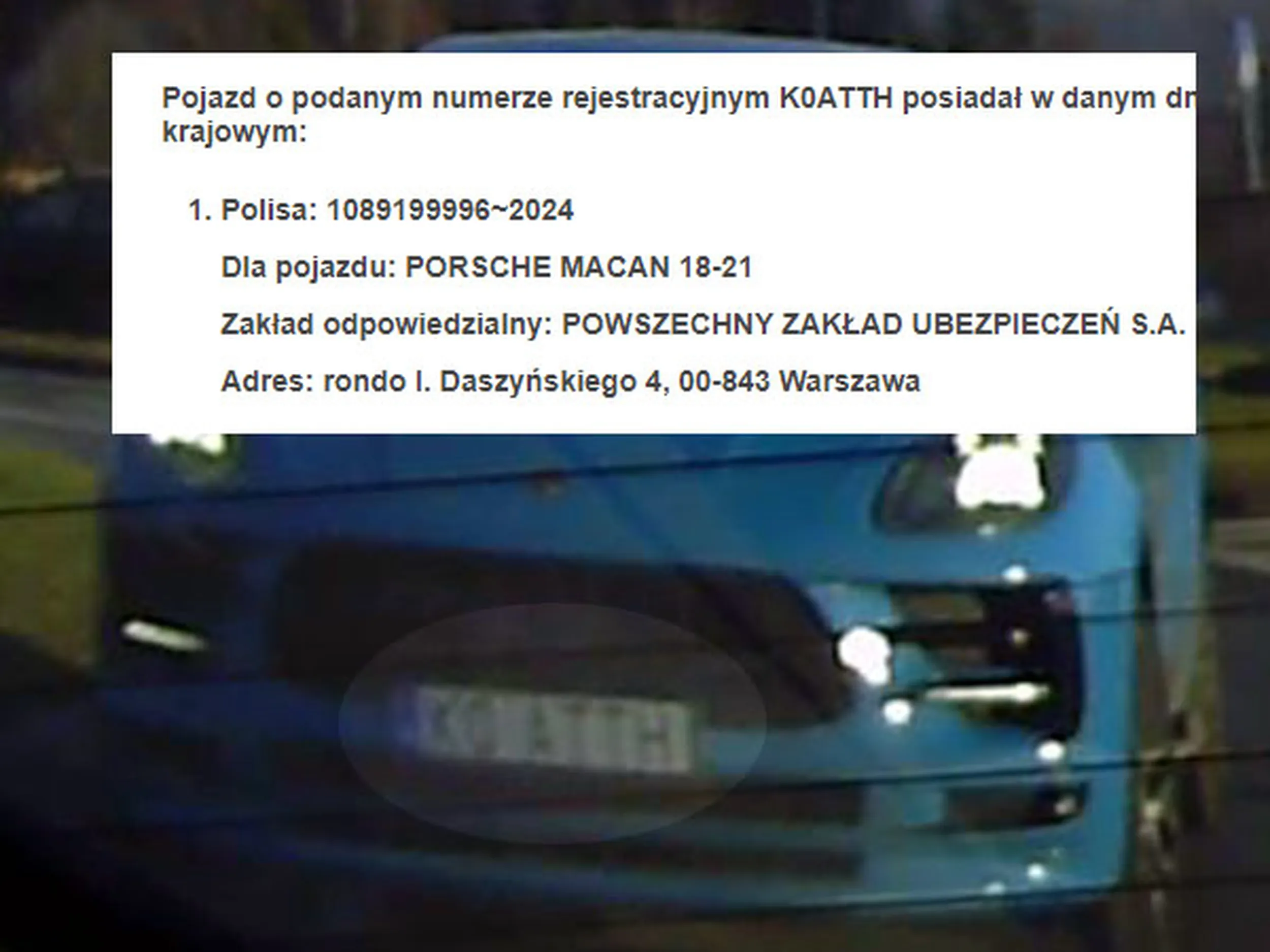 Fajny numer, blacha K0 ATTH