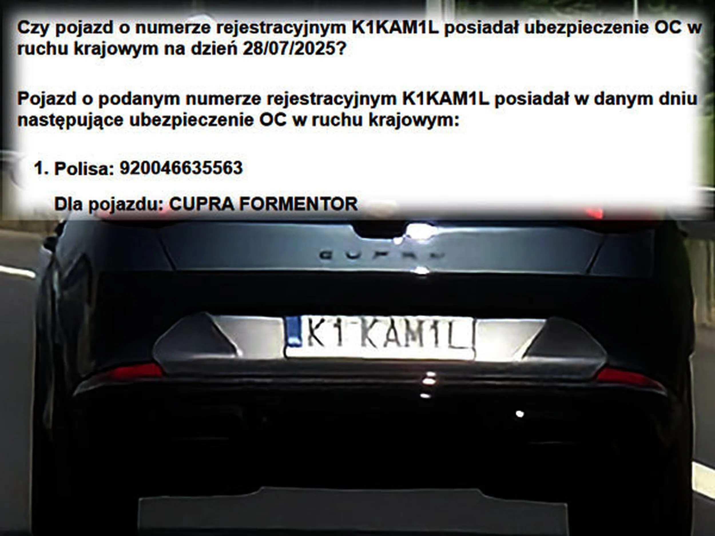 Fajny numer, blacha K1 KAM1L