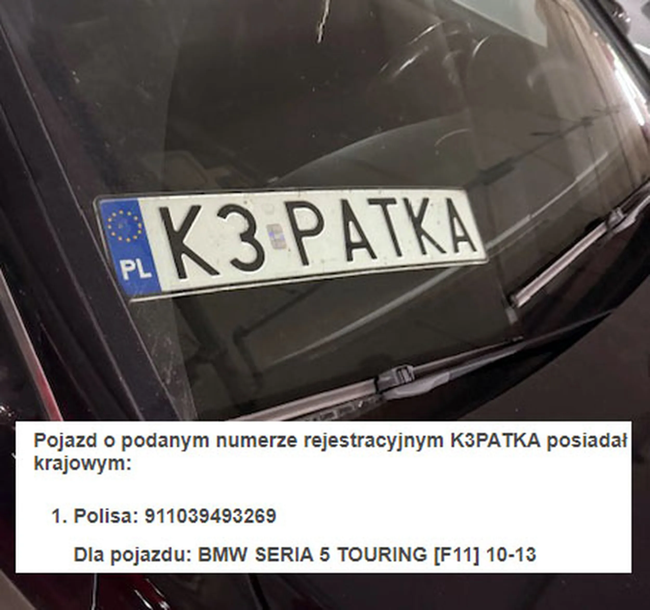 Fajny numer, blacha K3 PATKA