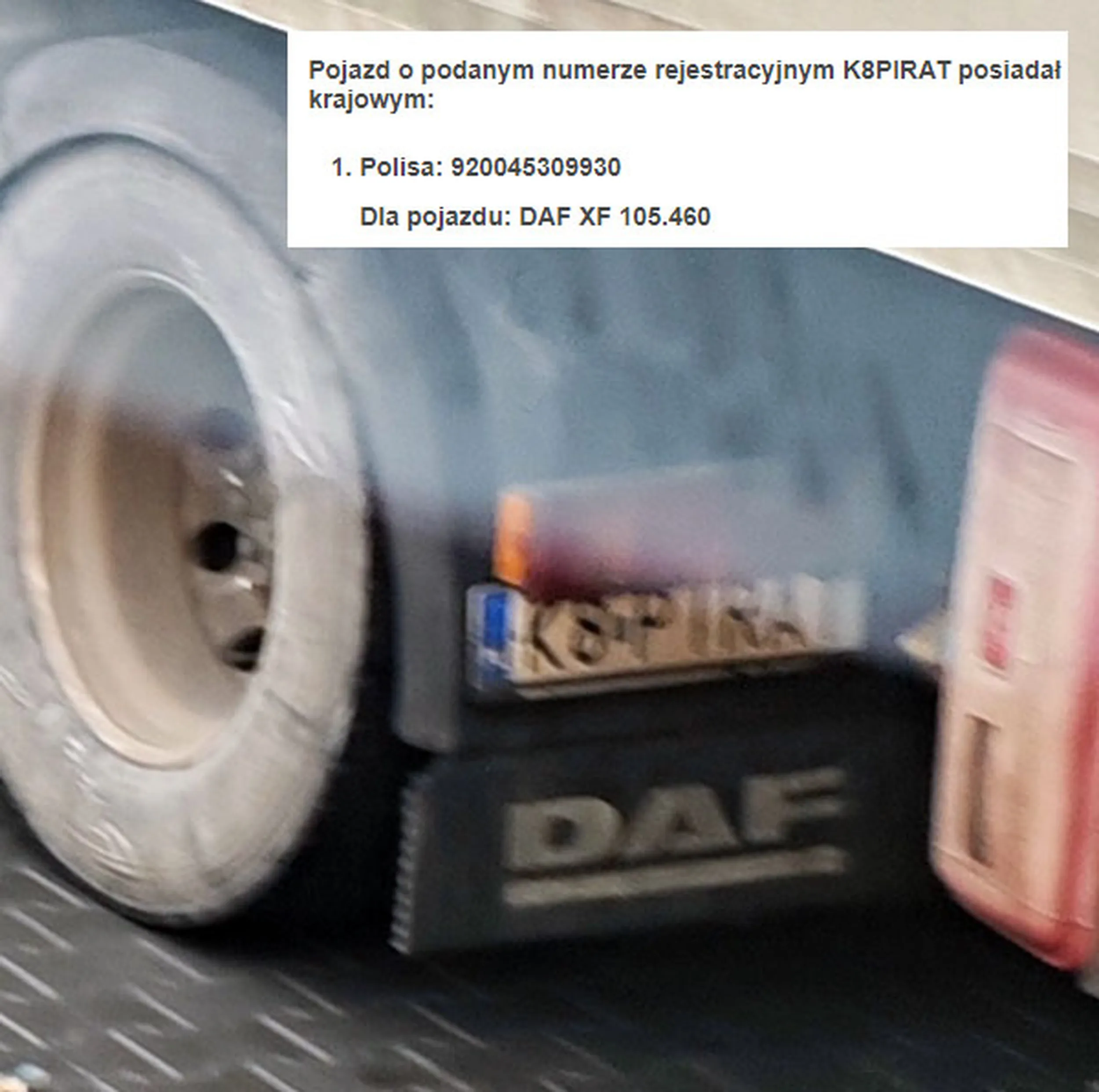 Fajny numer, blacha K8 PIRAT