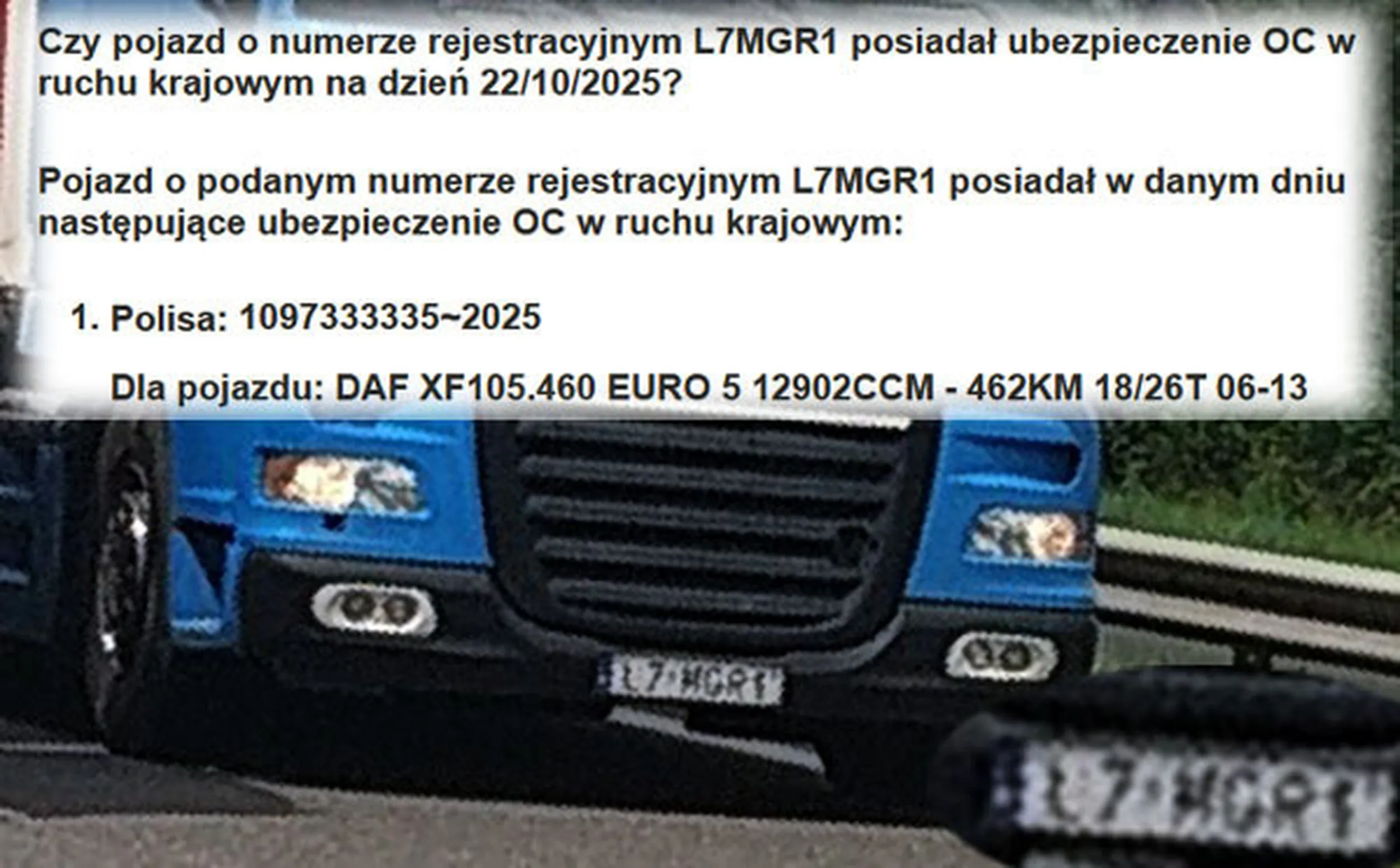 Fajny numer, blacha L7 MGR1