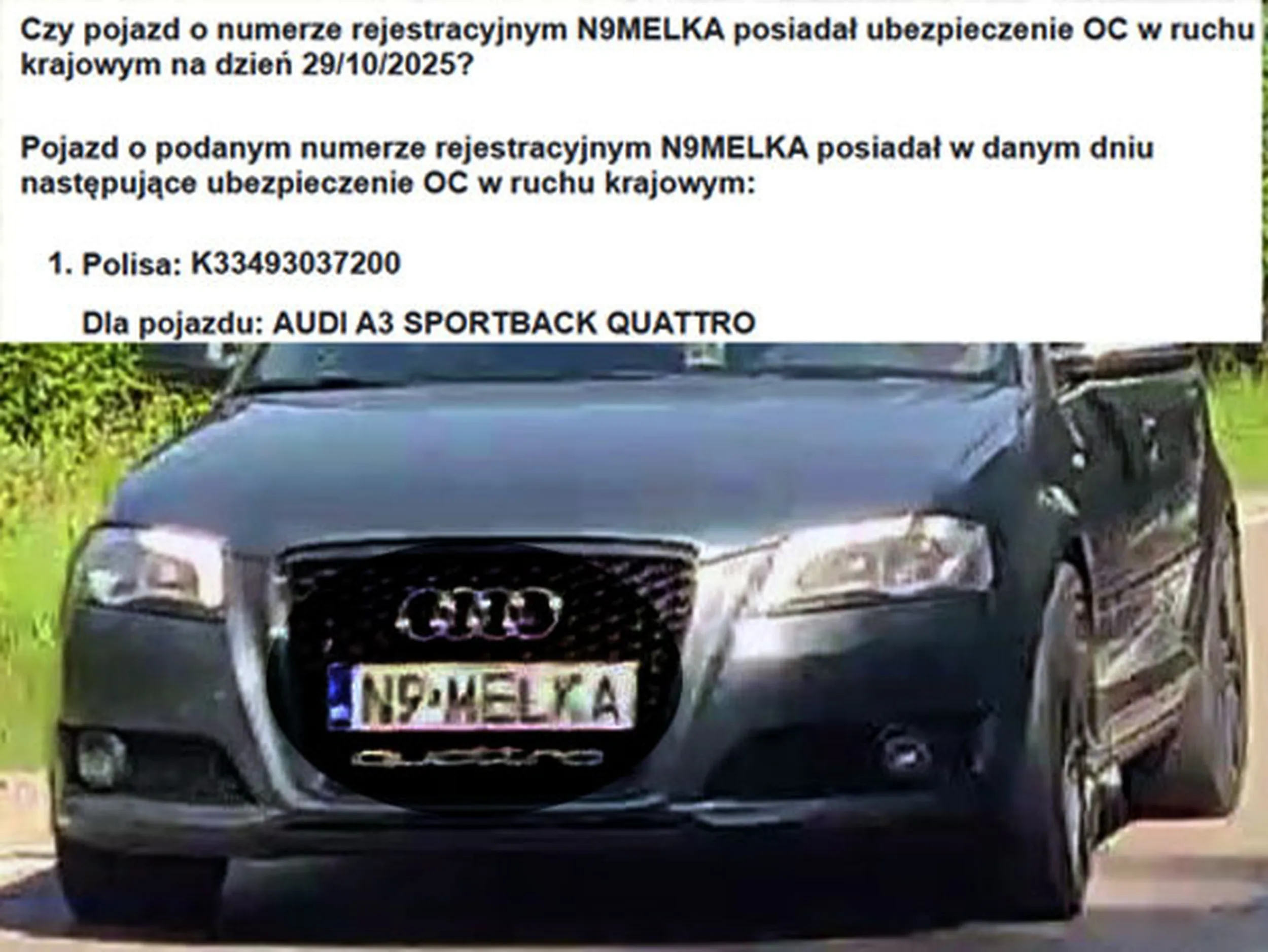 Fajny numer, blacha N9 MELKA