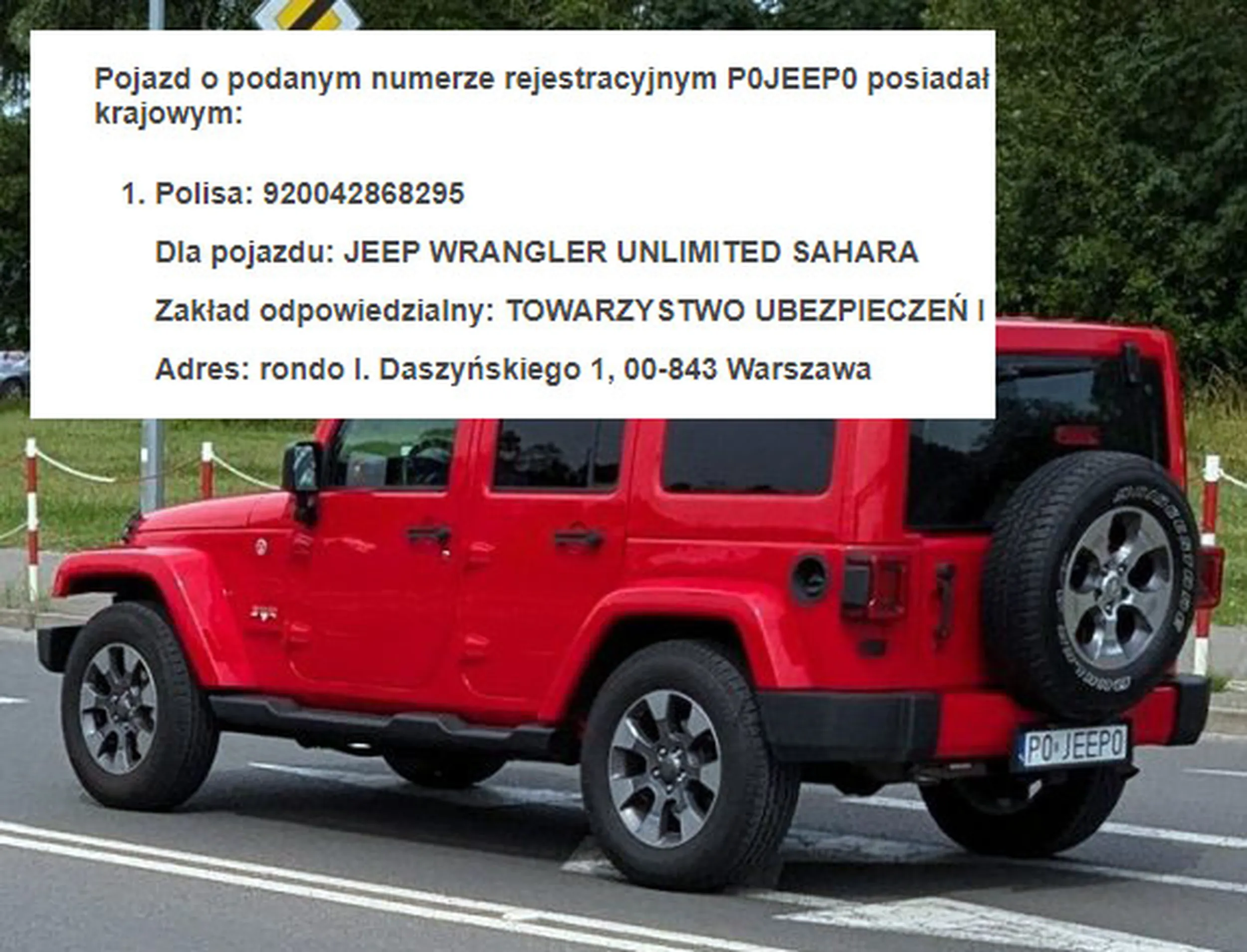 Fajny numer, blacha P0 JEEP0