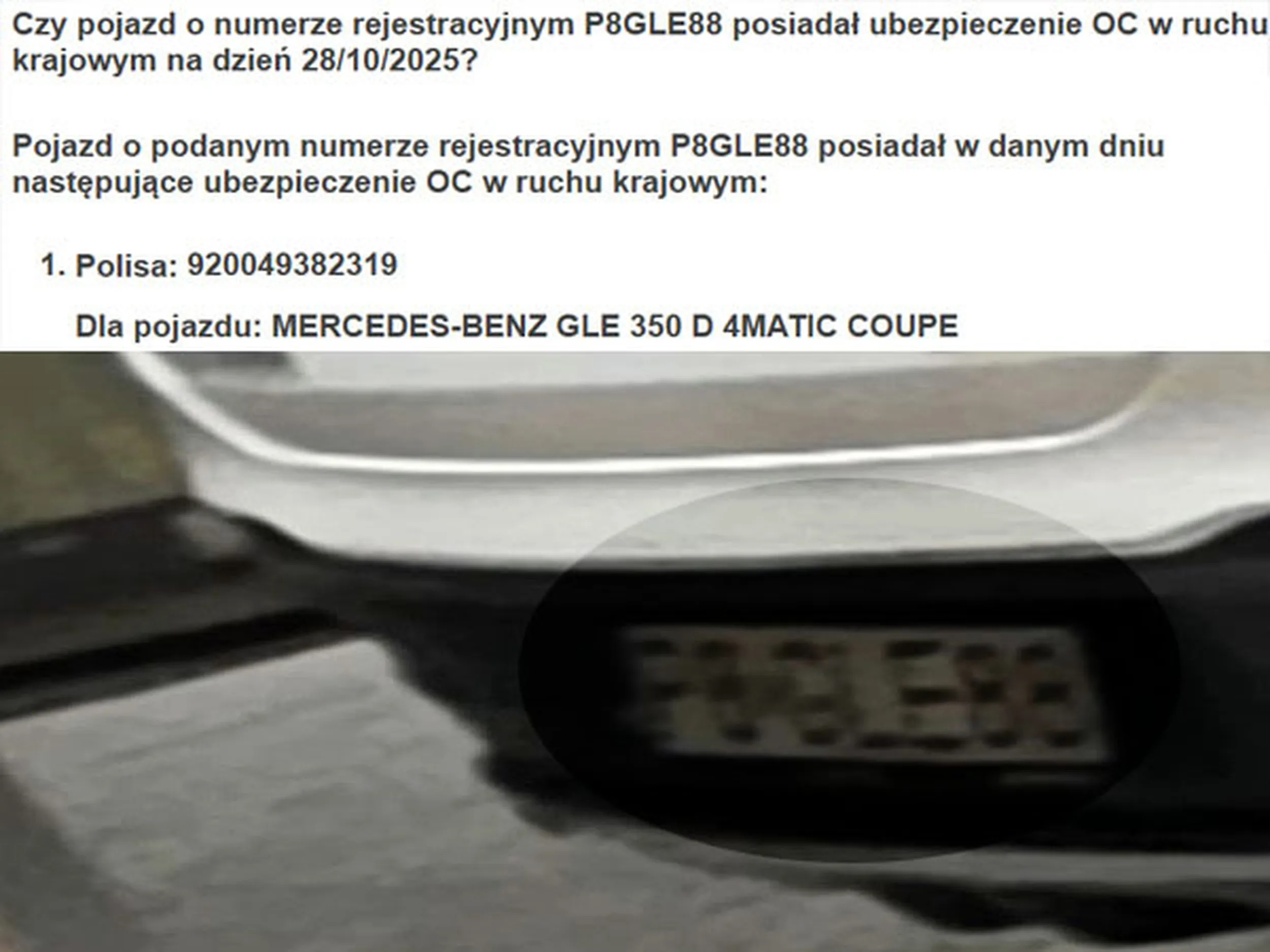 Fajny numer, blacha P8 GLE88