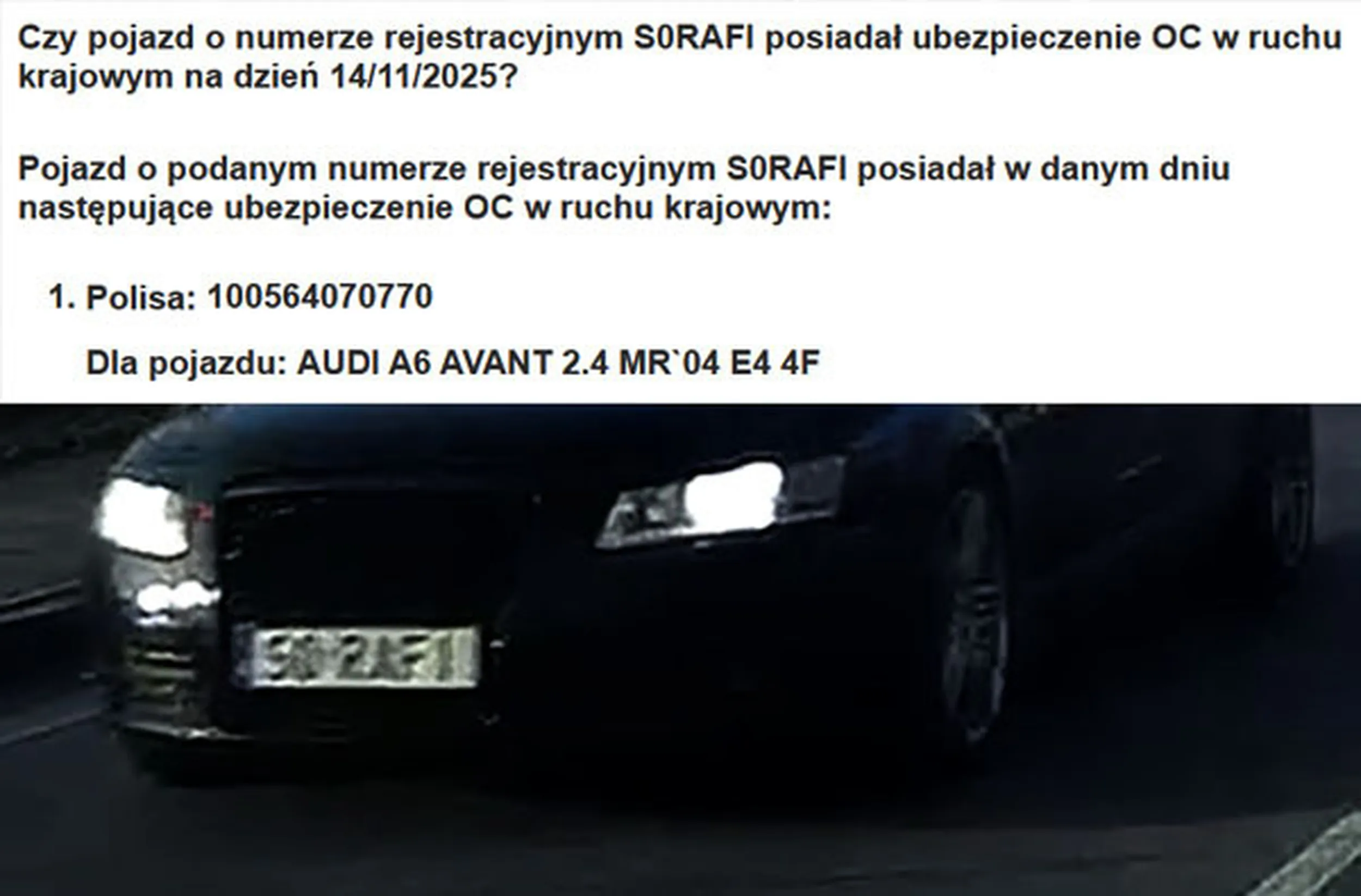 Fajny numer, blacha S0 RAFI