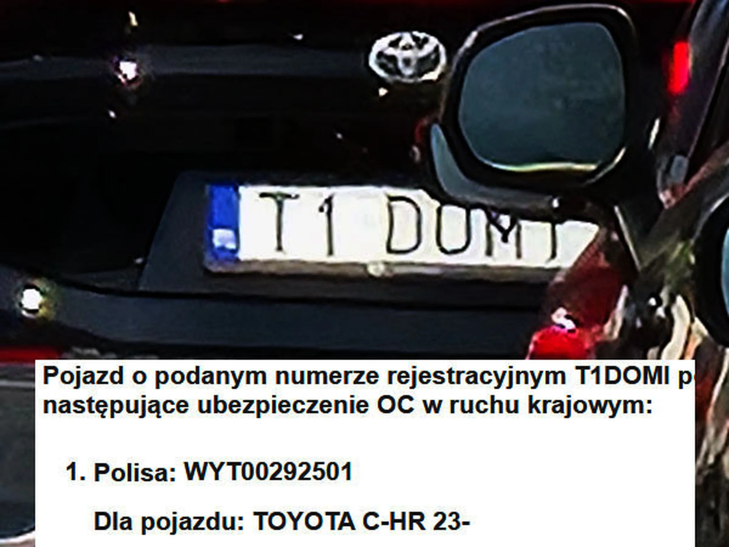 Fajny numer, blacha T1 DOMI