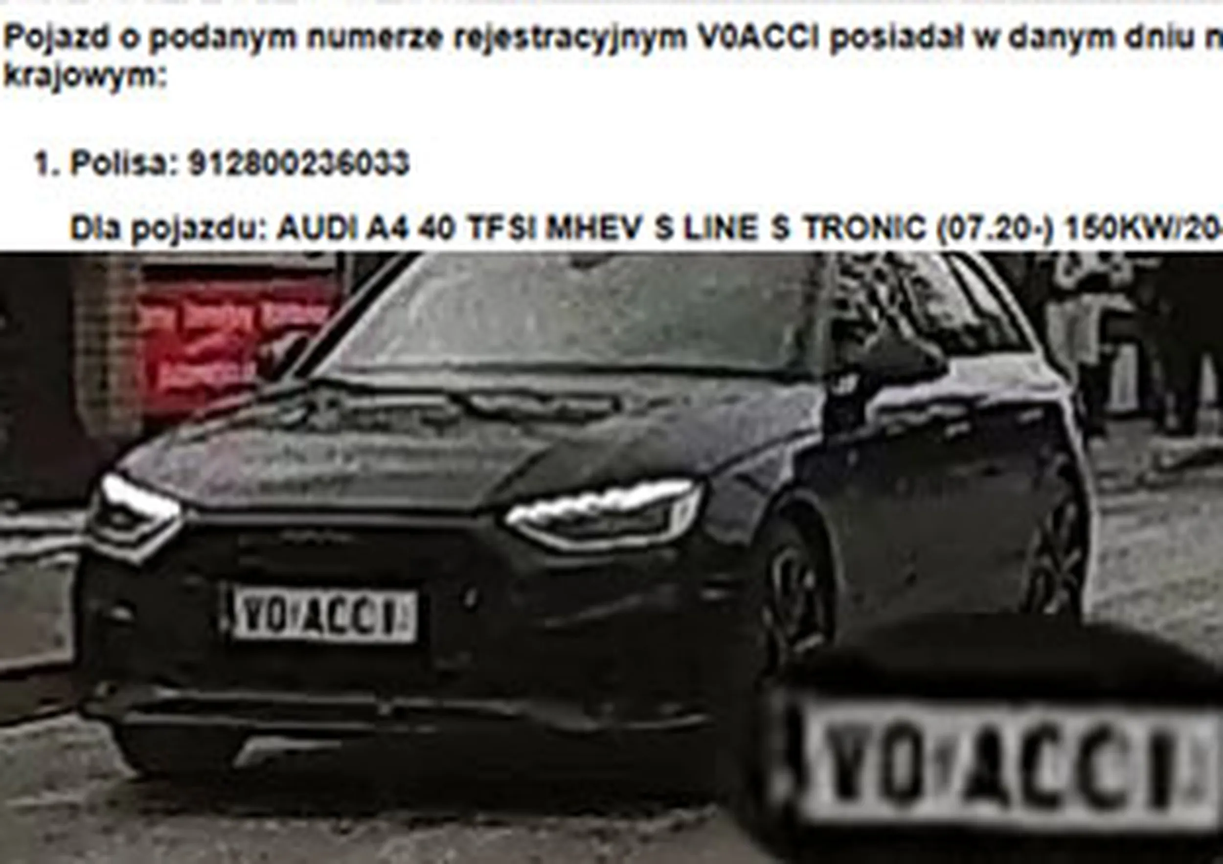 Fajny numer, blacha V0 ACCI