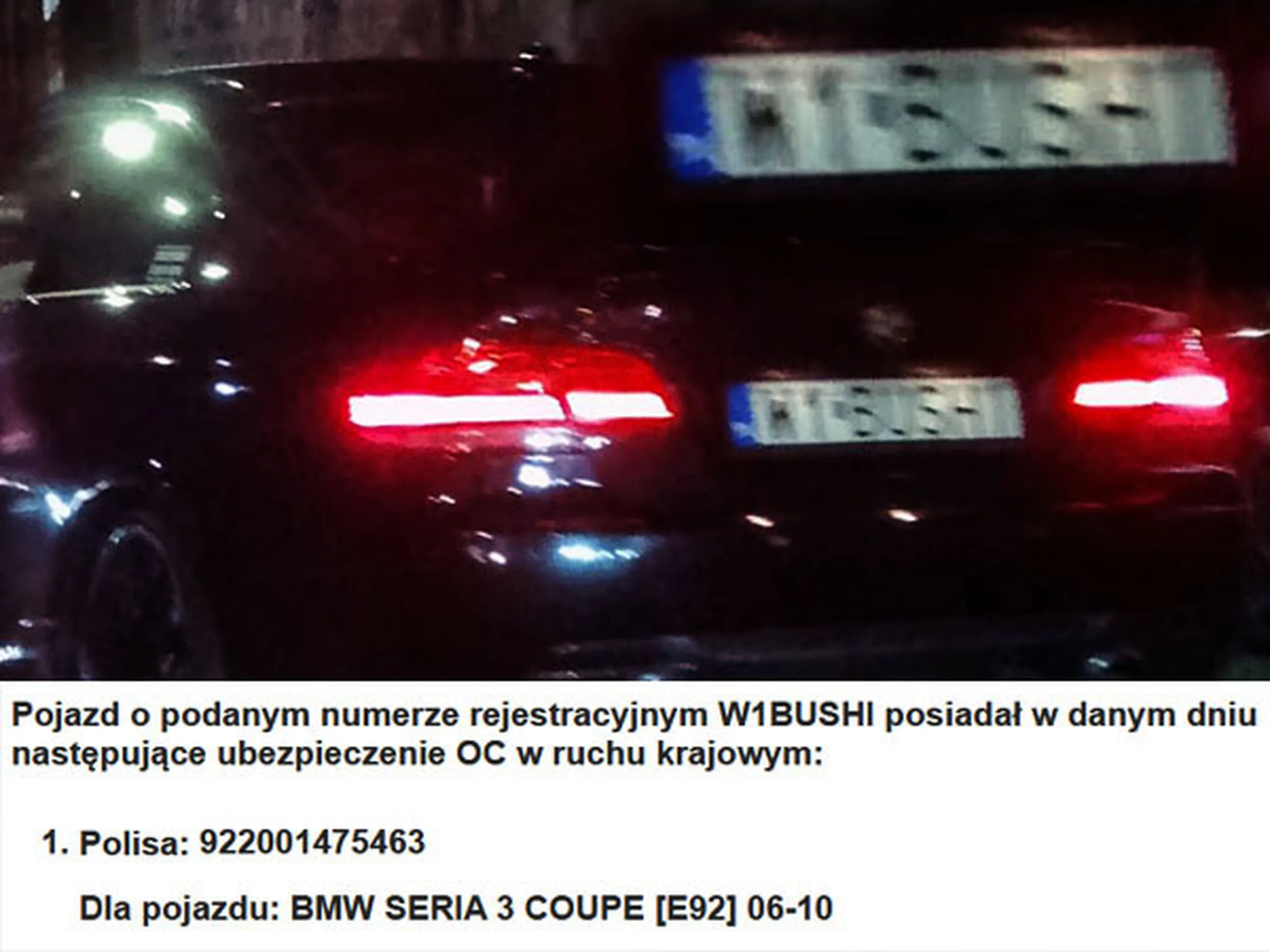 Fajny numer, blacha W1 BUSHI