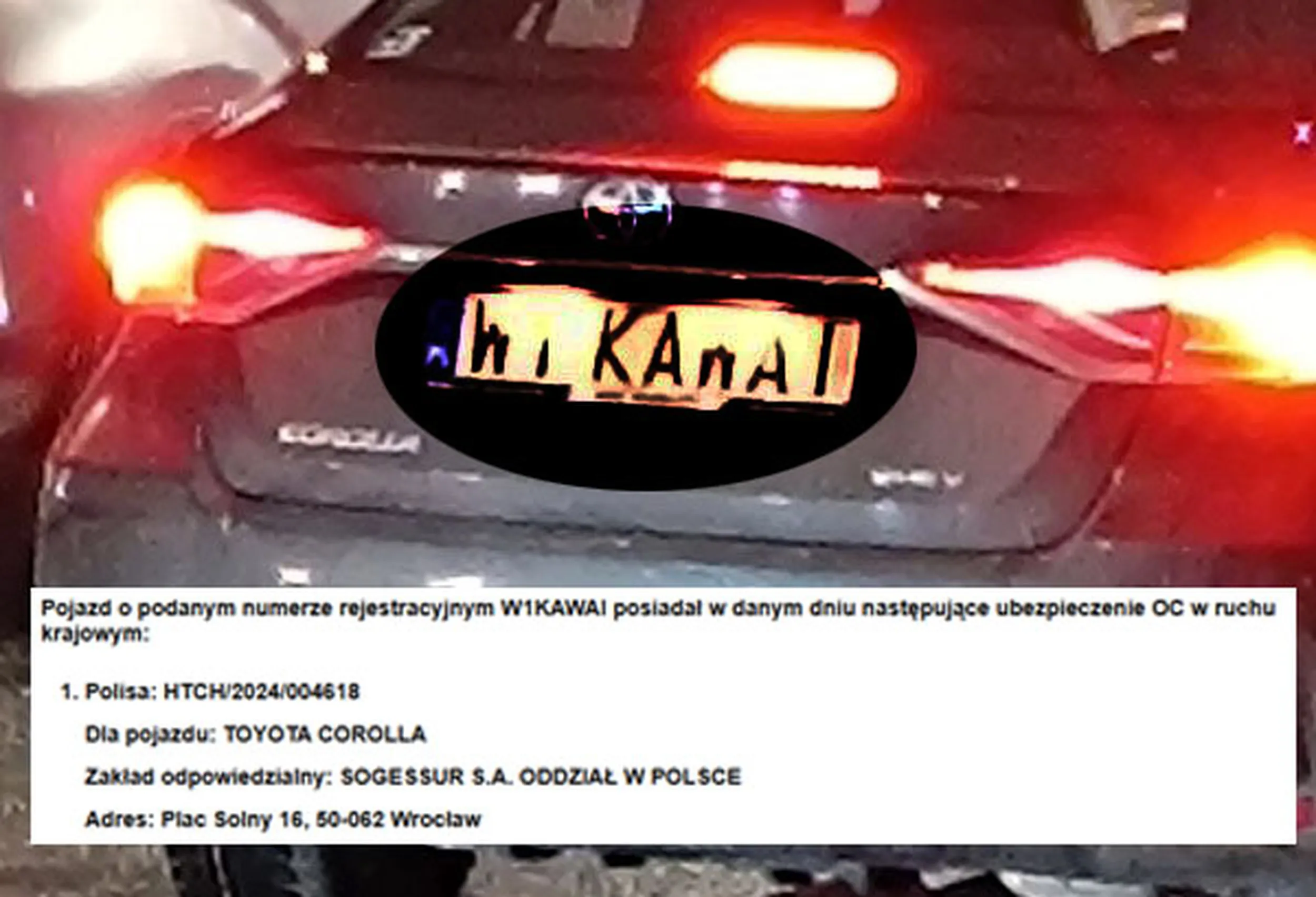 Fajny numer, blacha W1 KAWAI