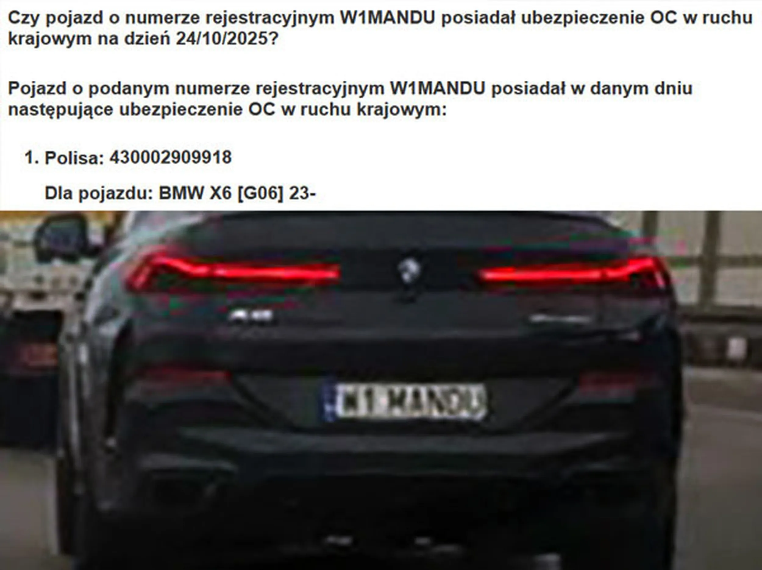 Fajny numer, blacha W1 MANDU