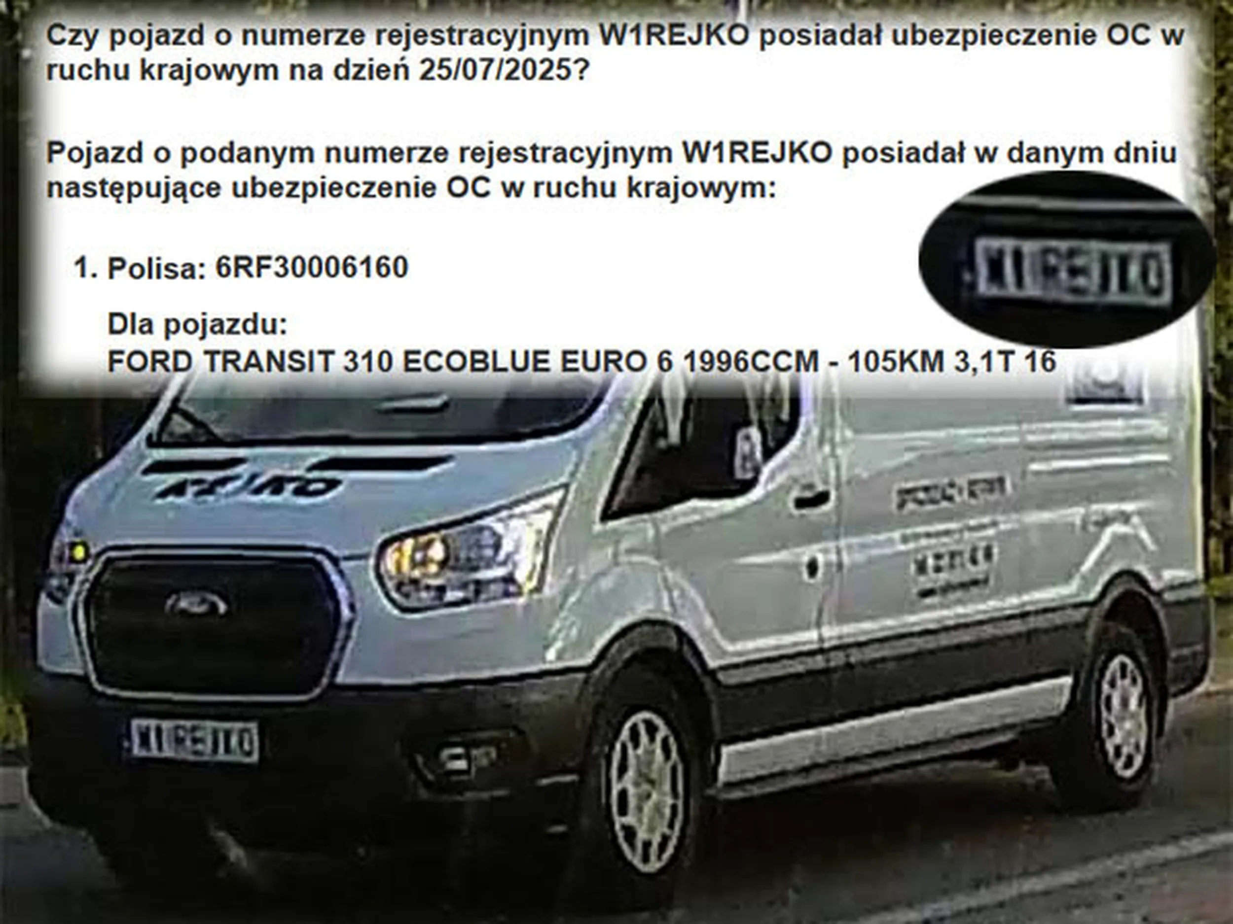 Fajny numer, blacha W1 REJKO