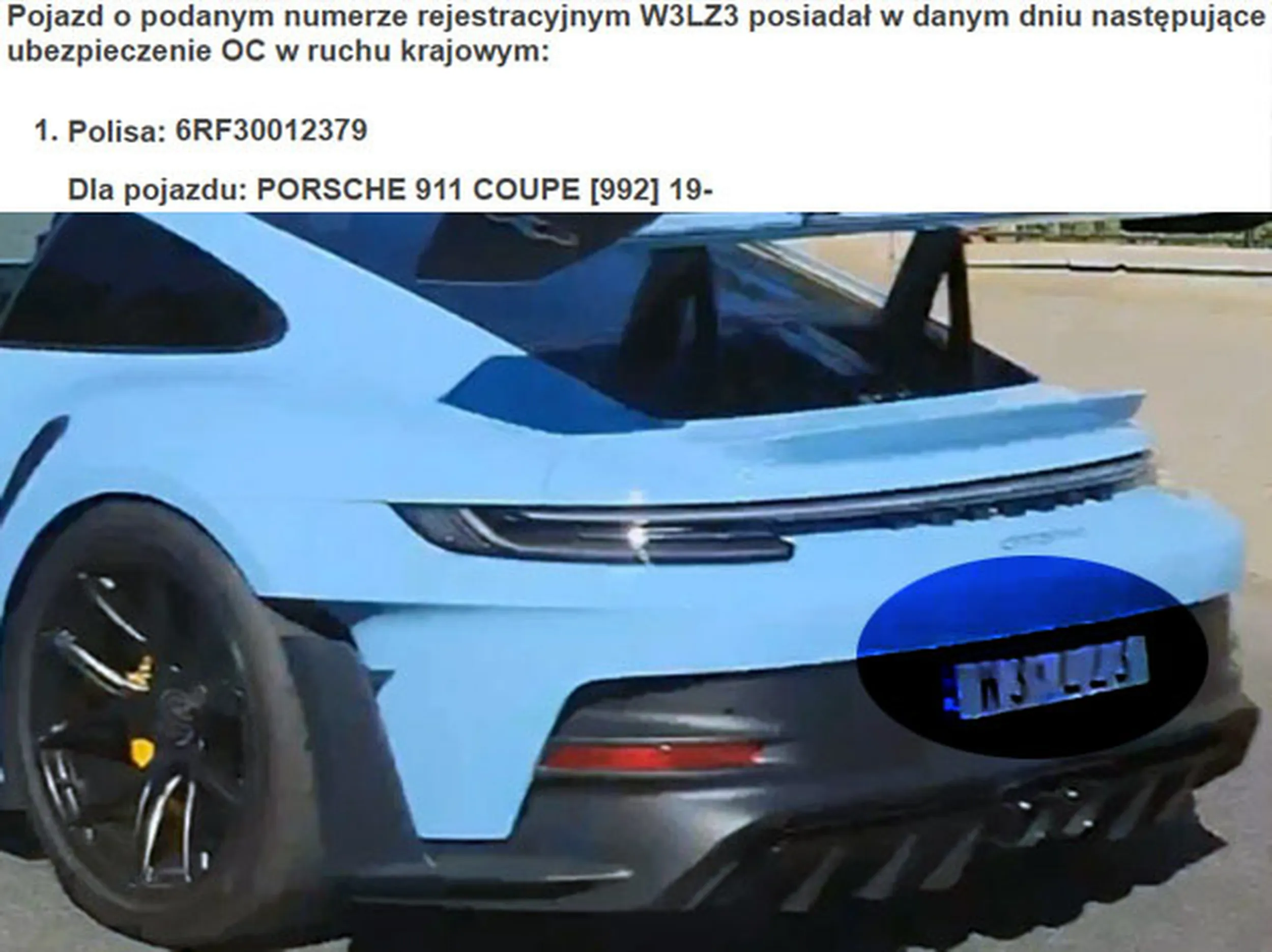 Fajny numer, blacha W3 LZ3