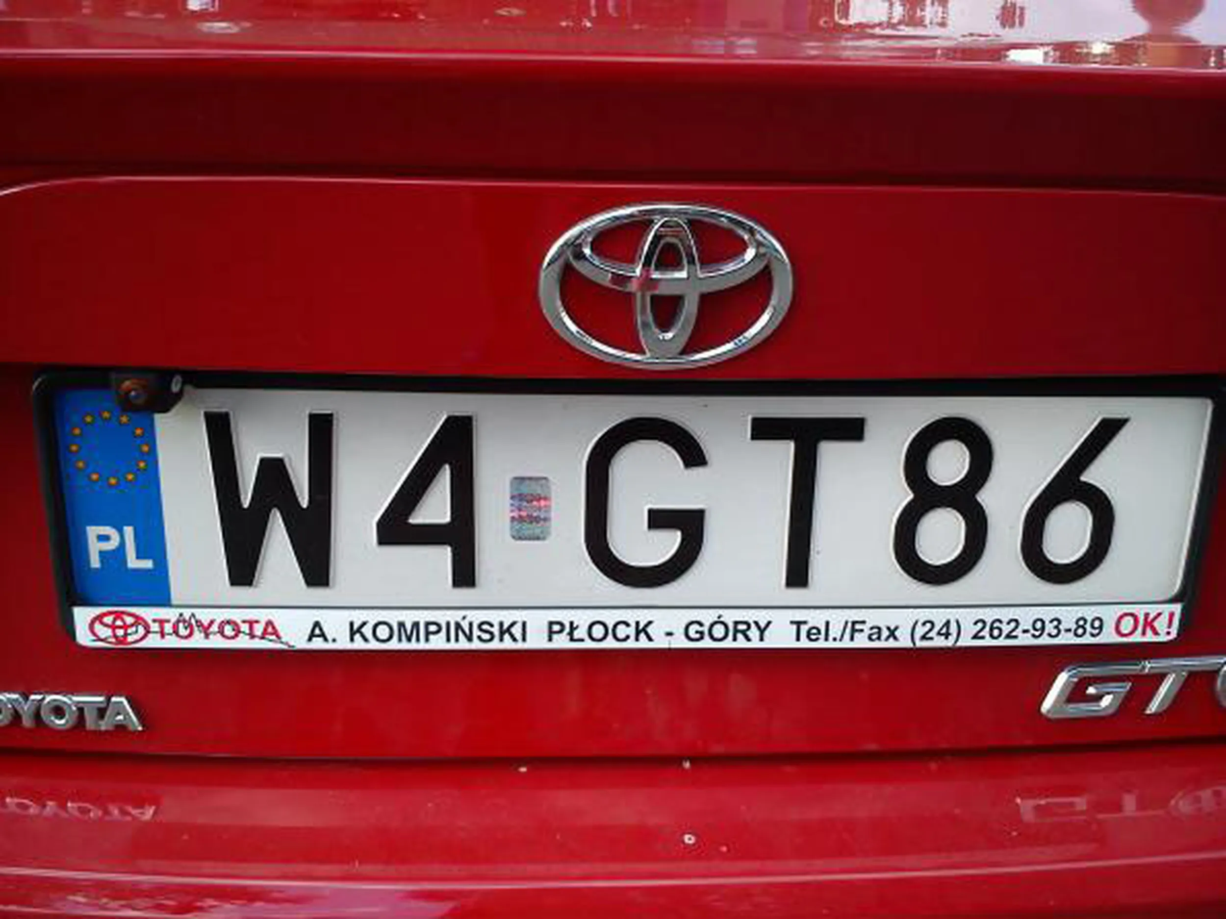 Fajny numer, blacha W4 GT86