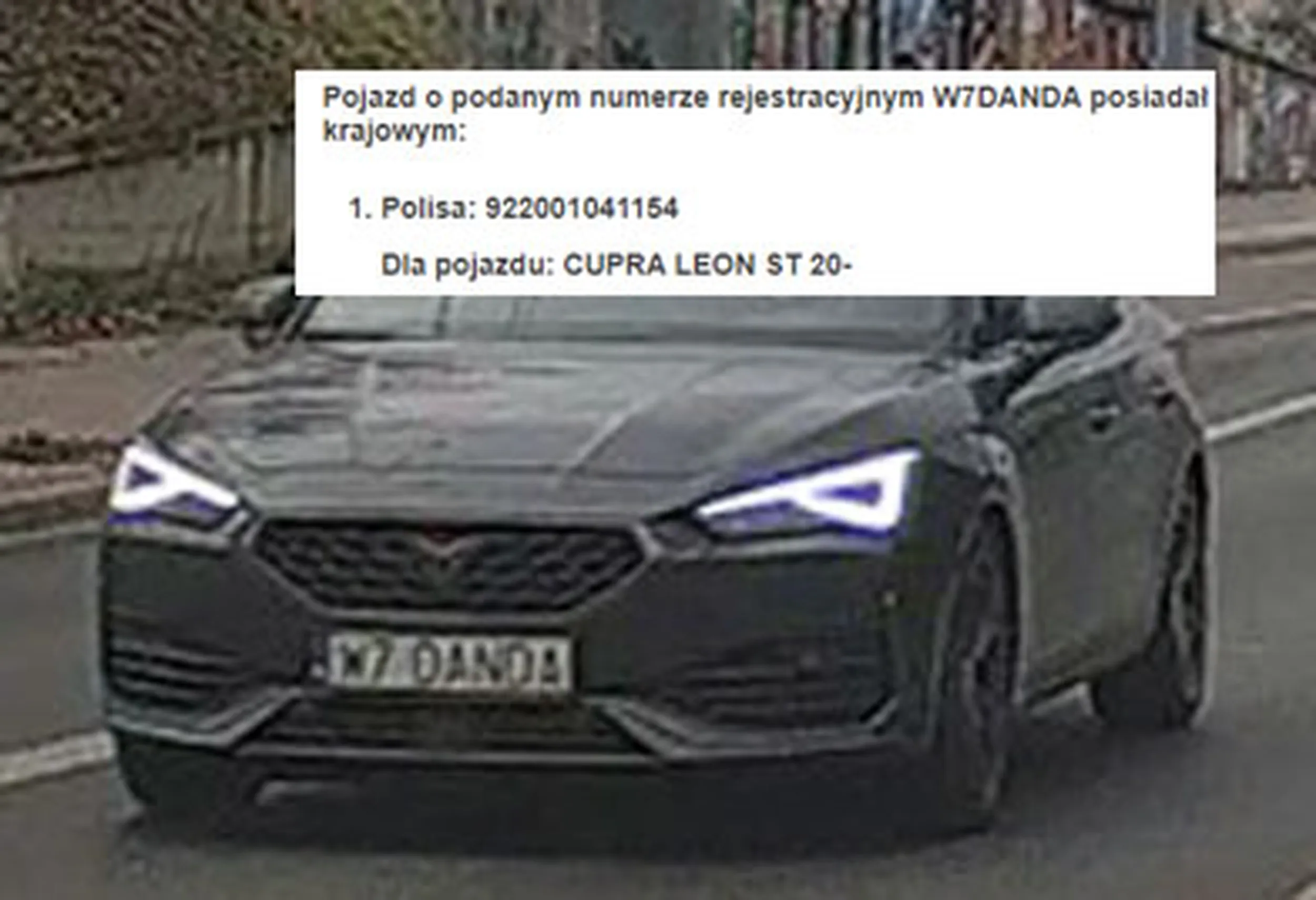 Fajny numer, blacha W7 DANDA