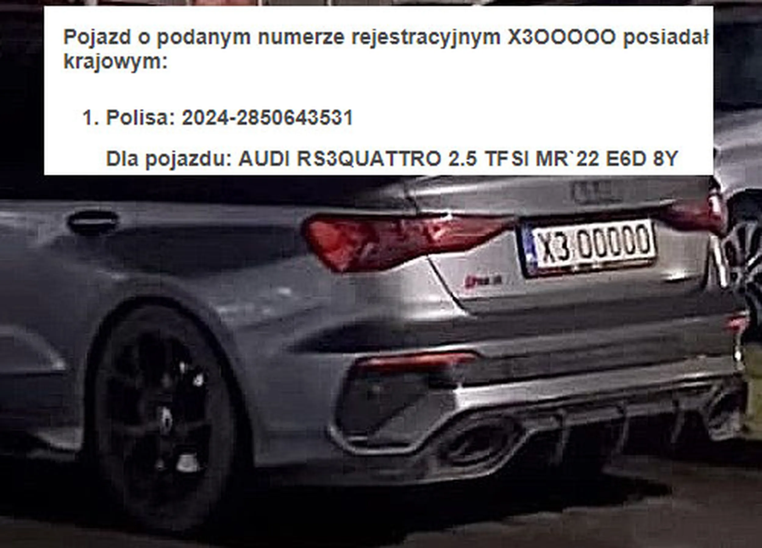 Fajny numer, blacha X3 OOOOO