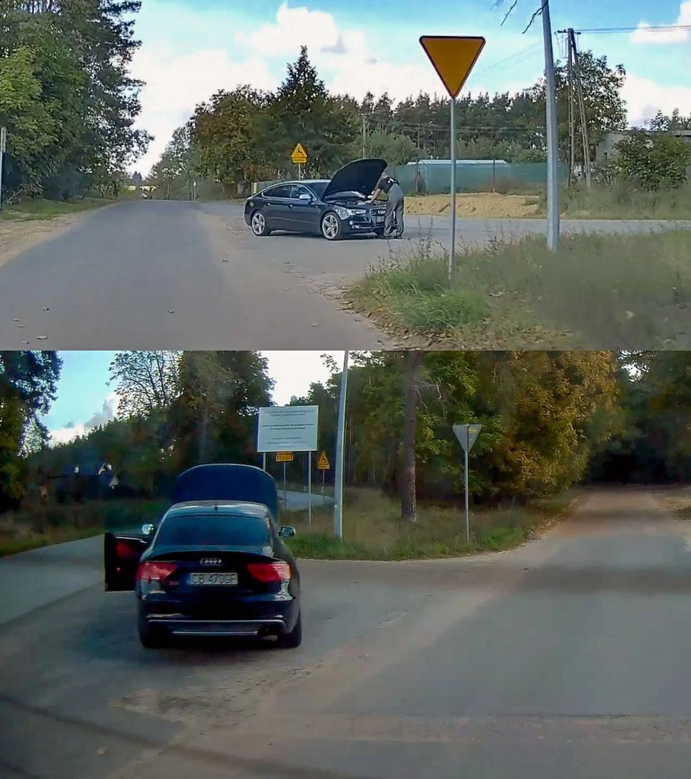 dziwneś se miejsce na te naprawy wybrał, na środku skrzyżowania