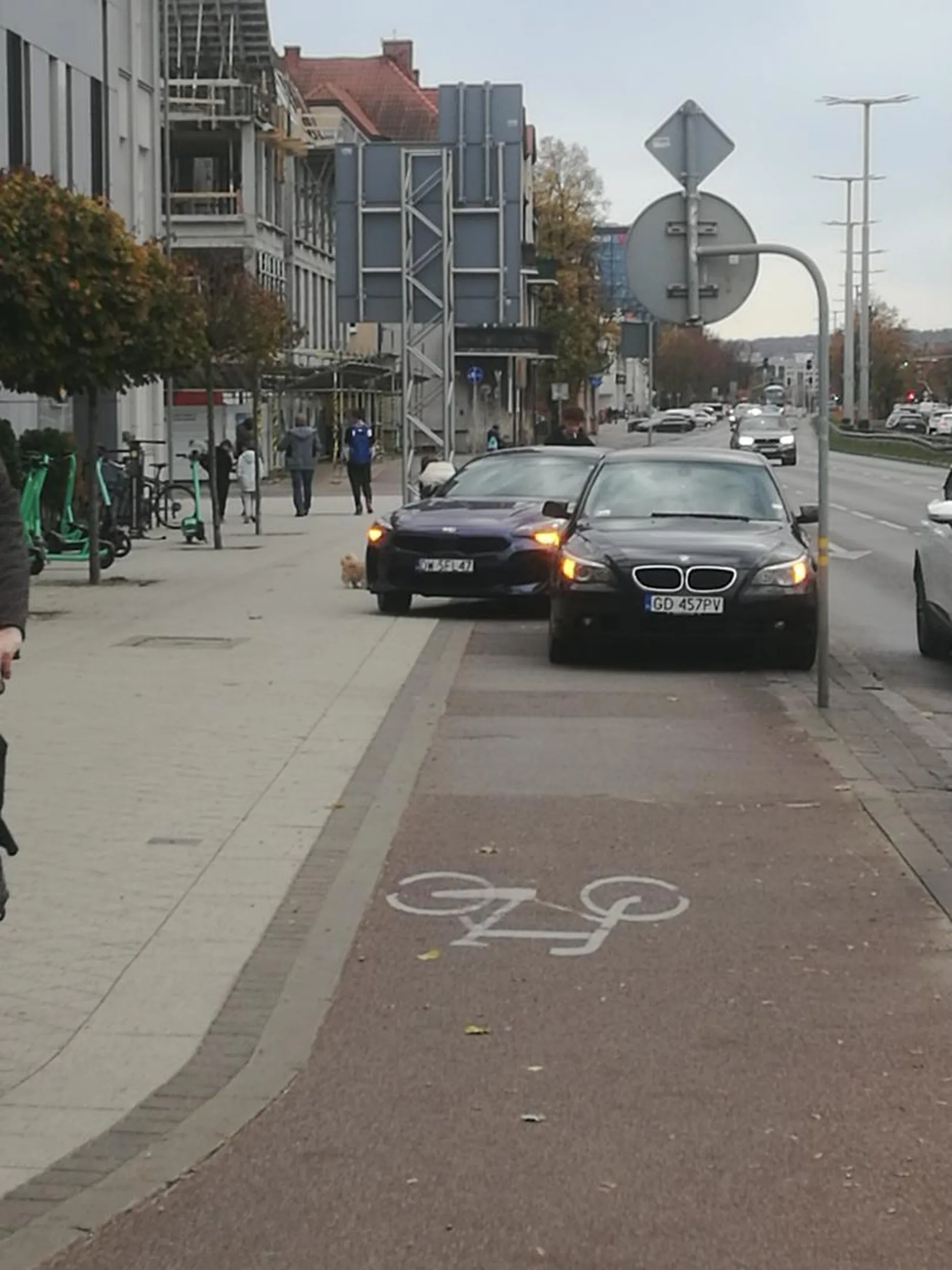 Parkowanie na drodze dla rowerów w Gdańsku