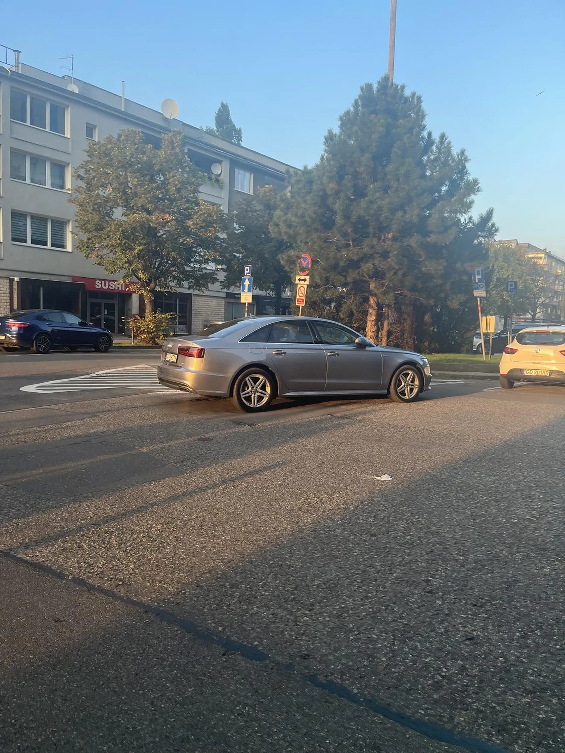 Na środku drogi, poza wyznaczonym miejscem. Przy dojeździe do hotelu. Drogi samochód a w głowie pustka?