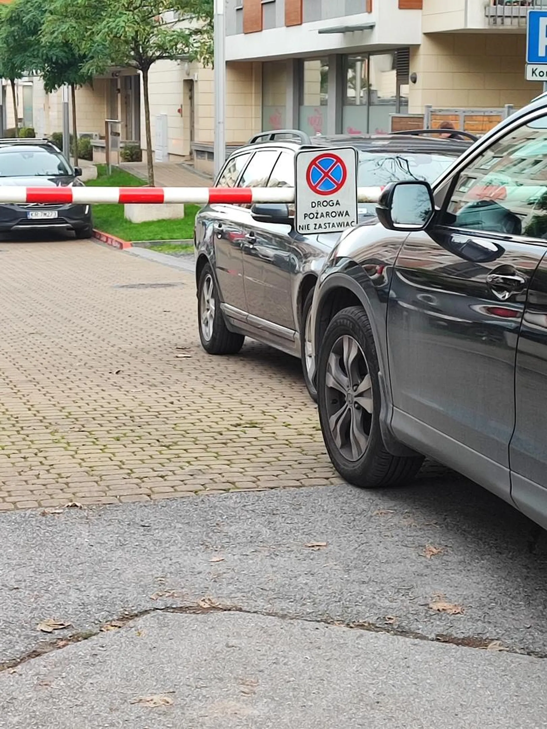 Parkuje na drodze przeciwpożarowej. Chętnie bym zobaczył jak straż go ładnie miażdży żeby przejechać