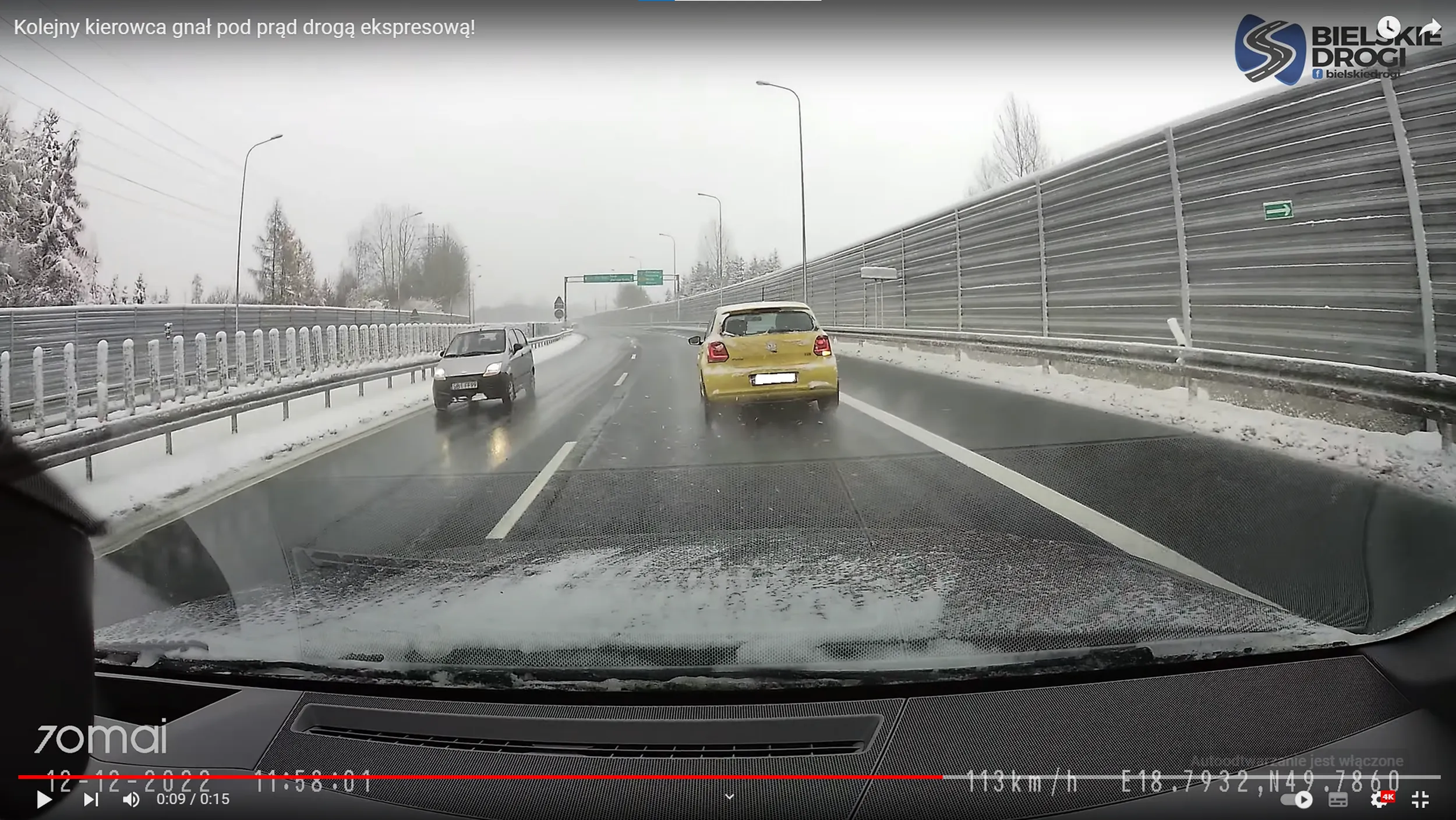 Srebrny Matiz - pod prąd na drodze ekspresowej