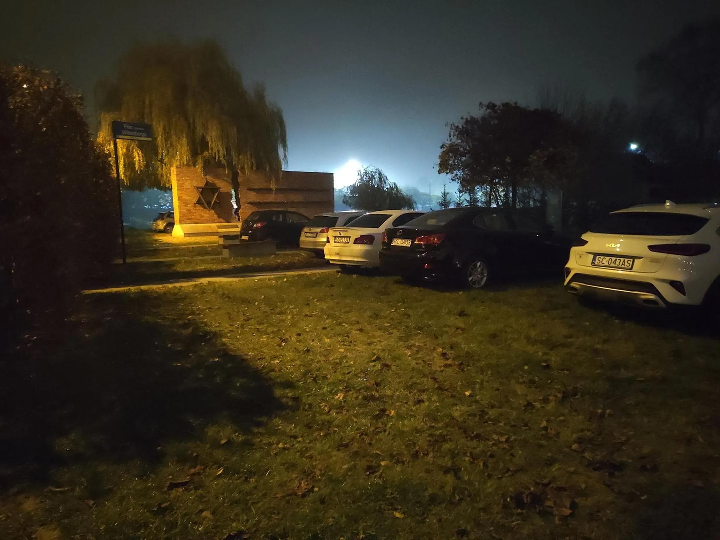 Plac pod pomnikiem jak i okoliczny trawnik to nie parking. Naprawdę świetne poszanowanie dla miejsca które ma za zadanie upamiętnić wywiezienie setek tysięcy istnień na pewną śmierć do obozów koncentracyjnych.