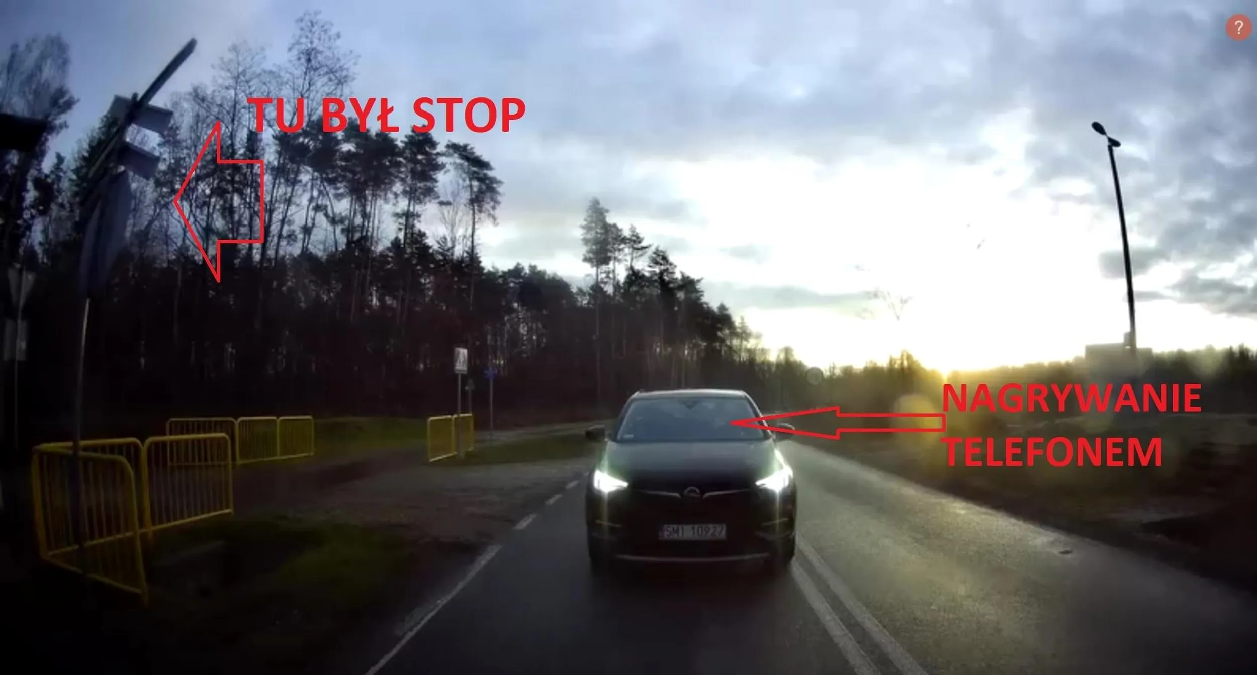 Wymuszenie pierwszeństwa, nagrywanie telefonem podczas jazdy - takiej samej co do której się prułeś cwaniaczku, nie zatrzymanie się na znaku STOP 2x. Policz to i pomyśl następnym razem czy warto kozaczyć.......