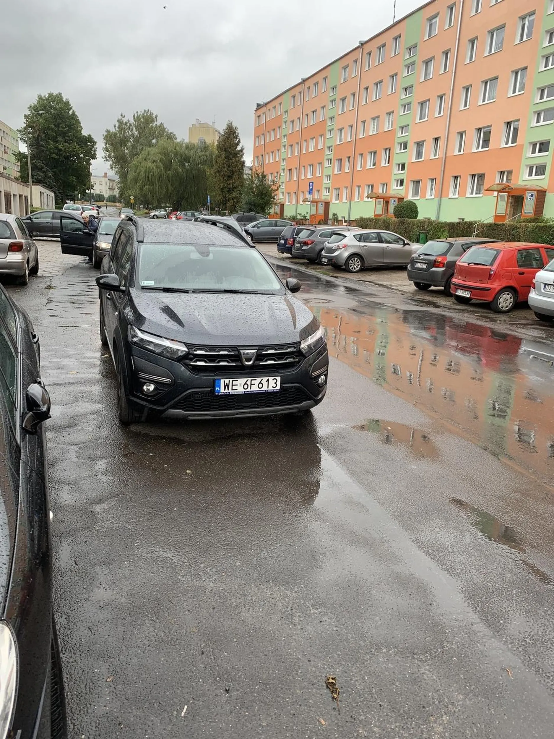 Kierowca zatrzymuje się gdzie popadnie tarasując przejazd po jezdni. Parkuje tak notorycznie!