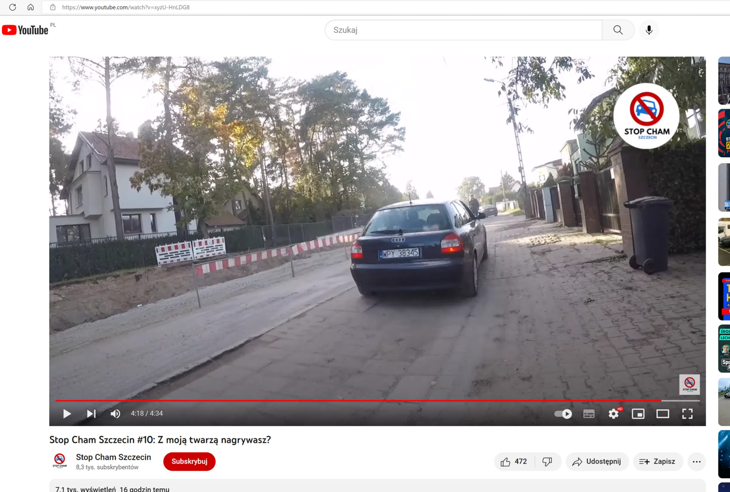 jazda po chodniku i grożby :)