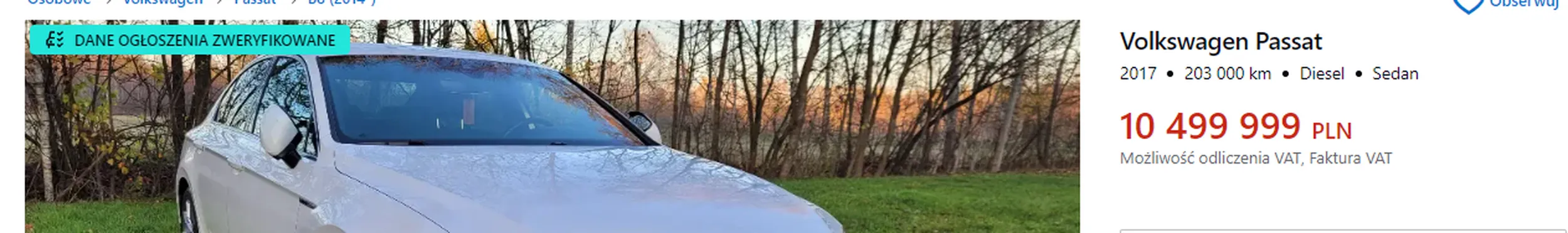 To najdroższy passat w polsce za 10 mln polskich cebulionów