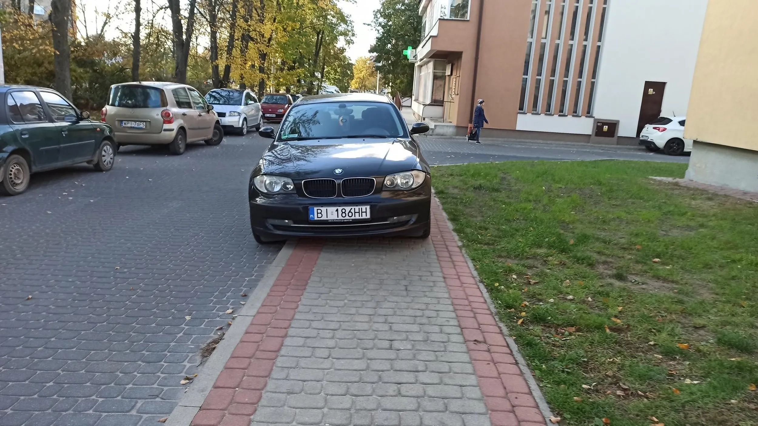 Gratulacje dla Pani ignorancji lub lenistwa, mimo że miała Pani wolne miejsca wzdłuż ulicy to i tak postawiła Pani na chodniku?