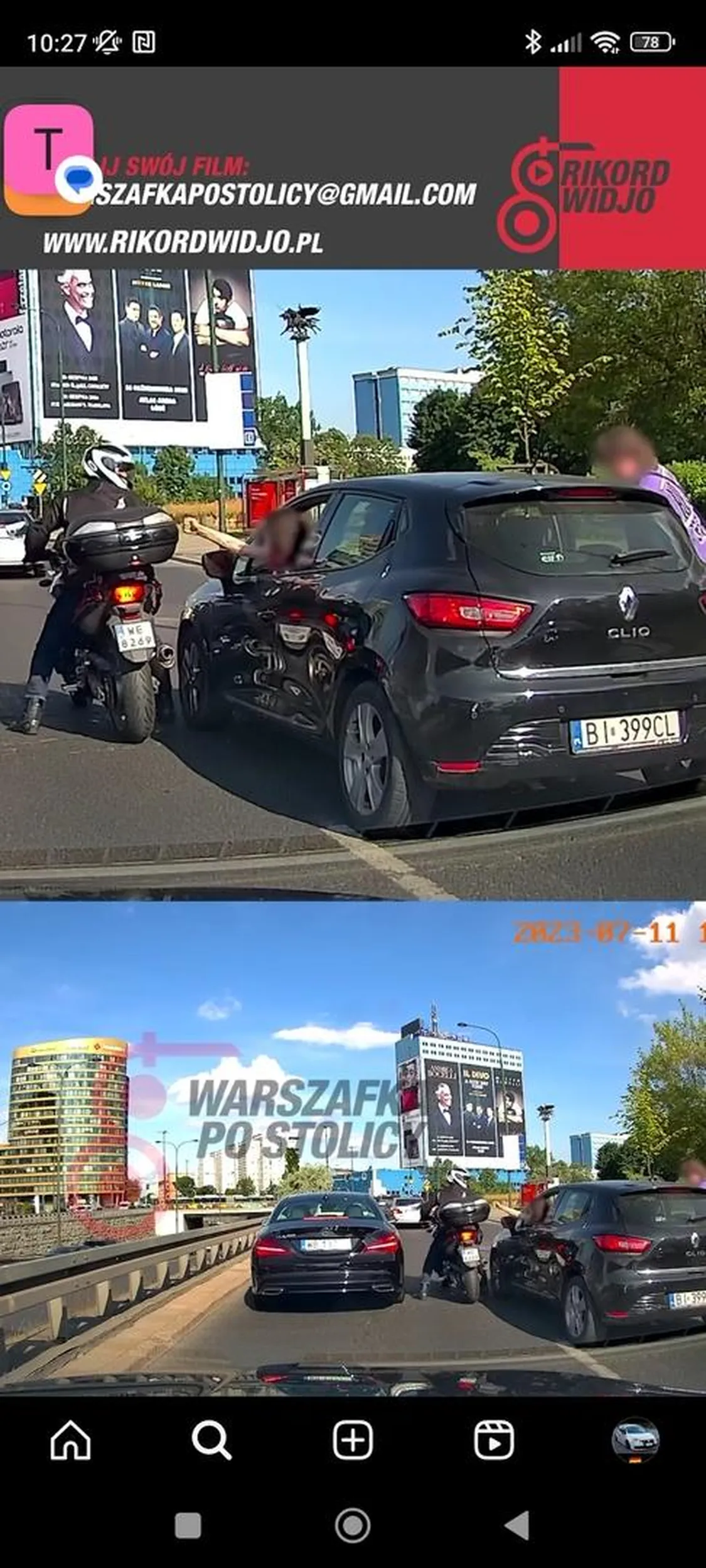 Bije motor kierowcy który próbował tylko przejechać obok