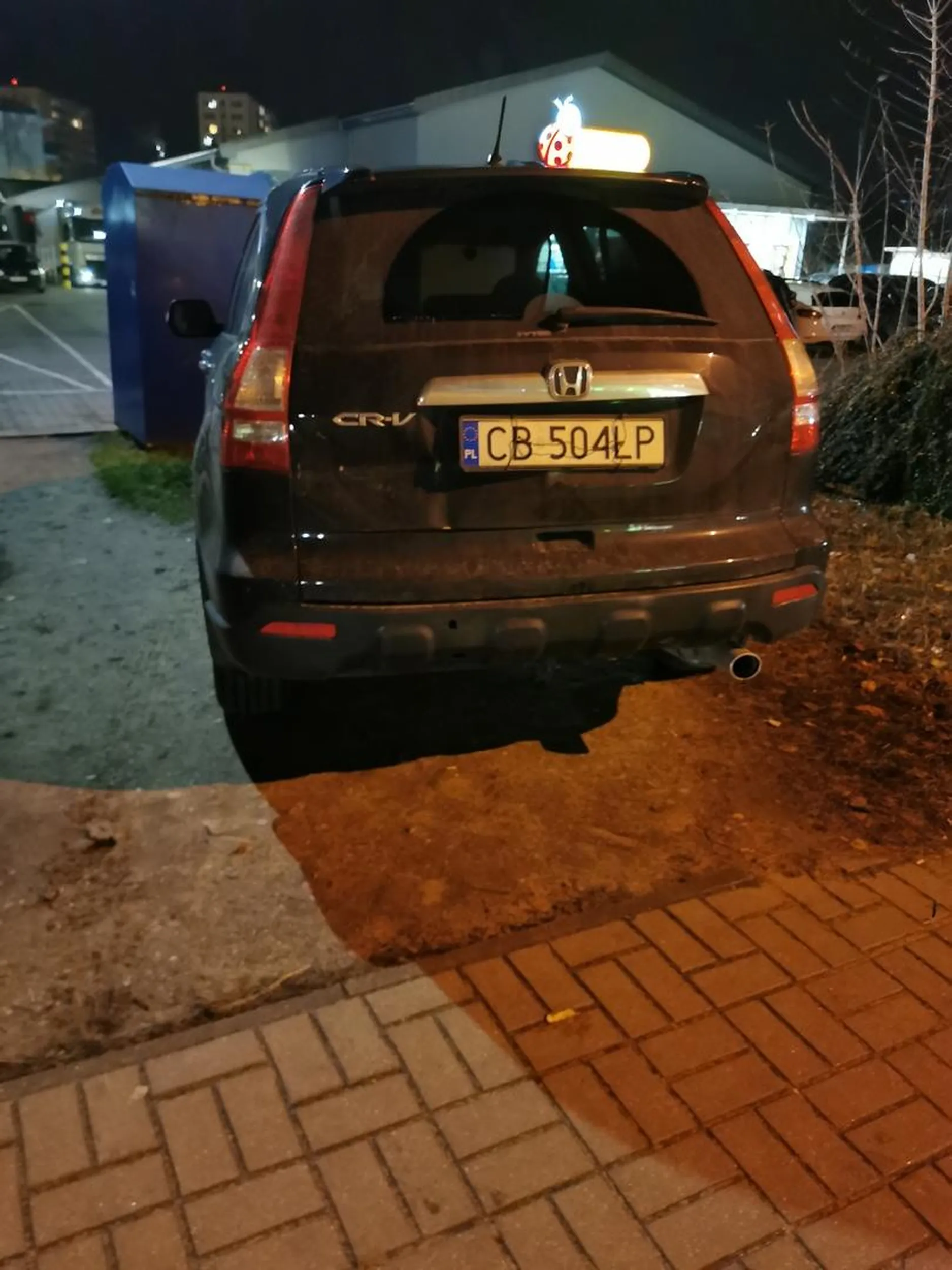 Burak parkujący gruza na trawniku, książę nie będzie parkował jak normalny człowiek na parkingu 3m dalej. Ta zdrutowana tablica dość wymownie wygląda.