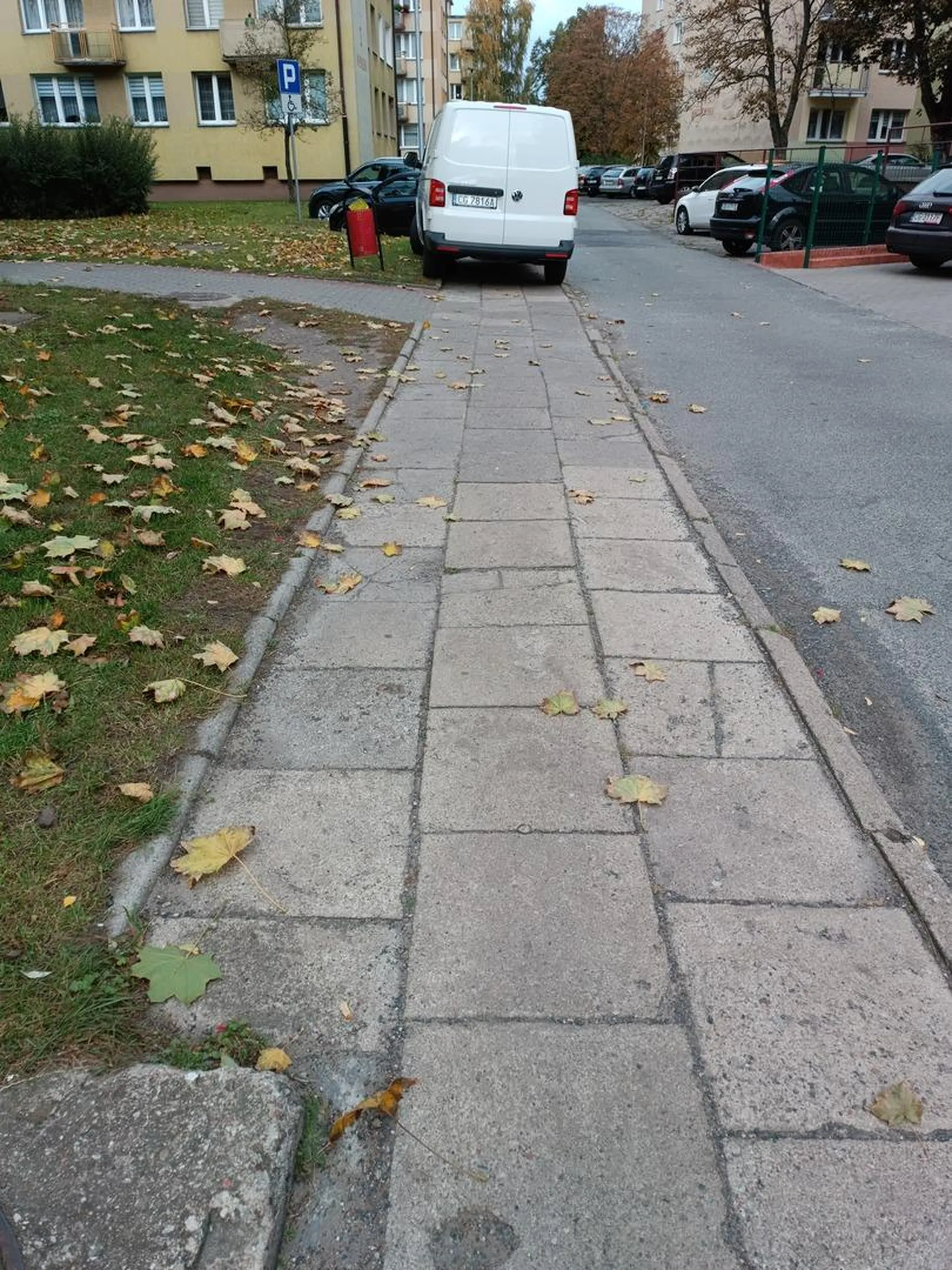 Obok wolne miejsca parkingowe ale trzeba na chodniku. Następnym razem pójdą naklejki z kutasem.