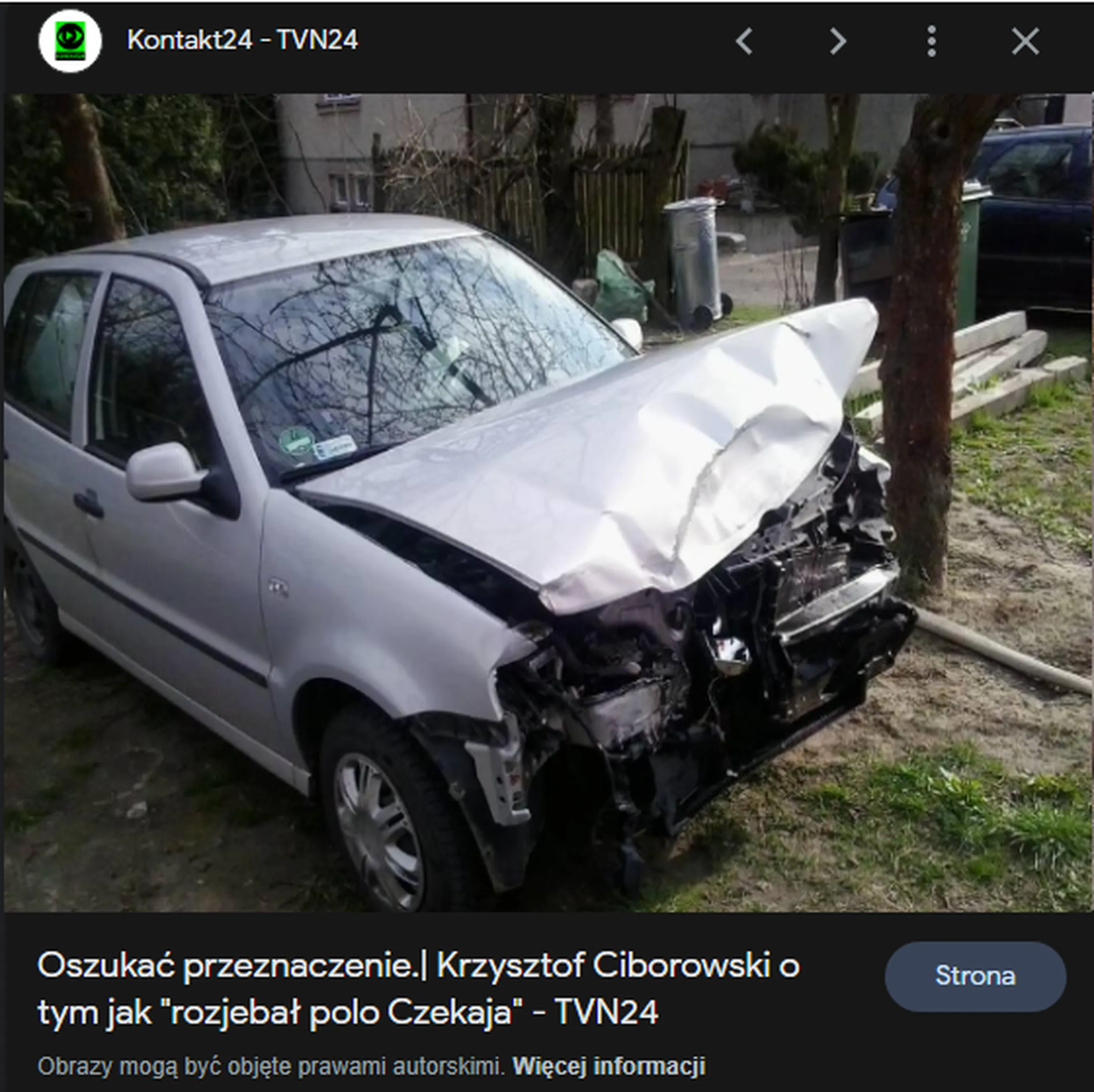 niepoważny kierowca z artykułem na tvn 24