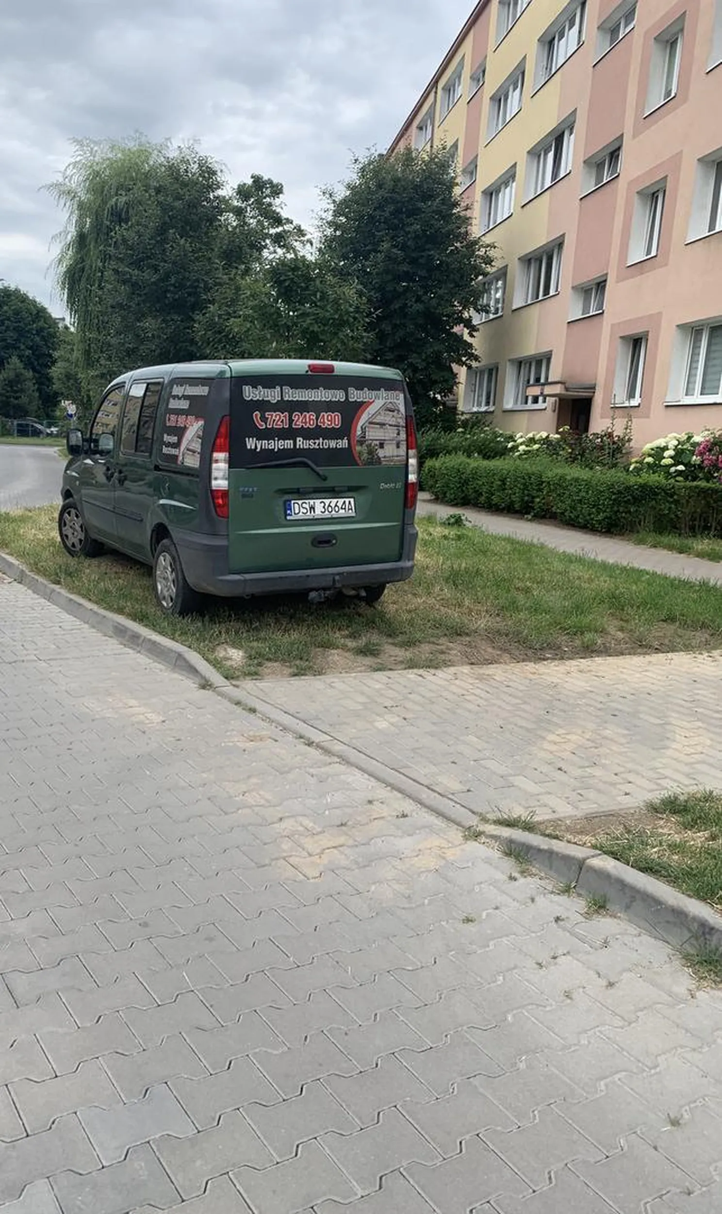 Zero poszanowania dla zieleni. Obok tyle parkingów, ale książę musi podjechać pod samą bramę i tak dzień w dzień (nie raz, żeby np. narzędzia przenieść).