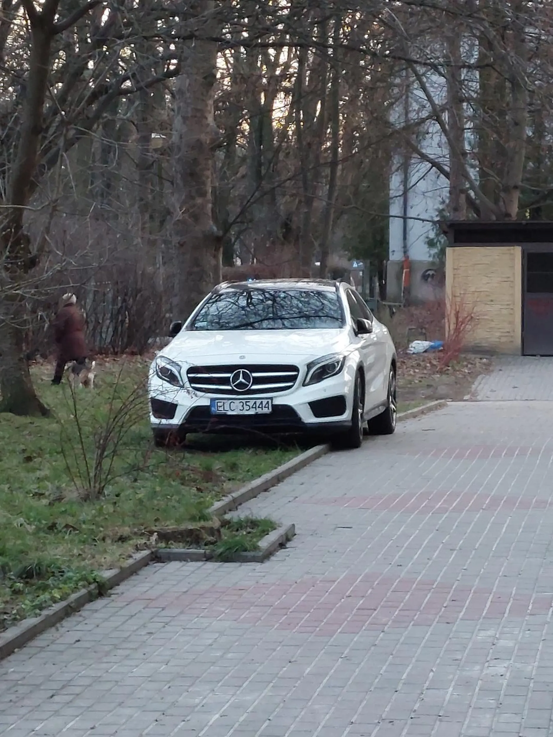 Zero poszanowania. Bezmóg parkuje sobie przed blokiem tratując pas zieleni i jezdzi po chodniku. Jakim to trzeba być chamem i prostakiem.