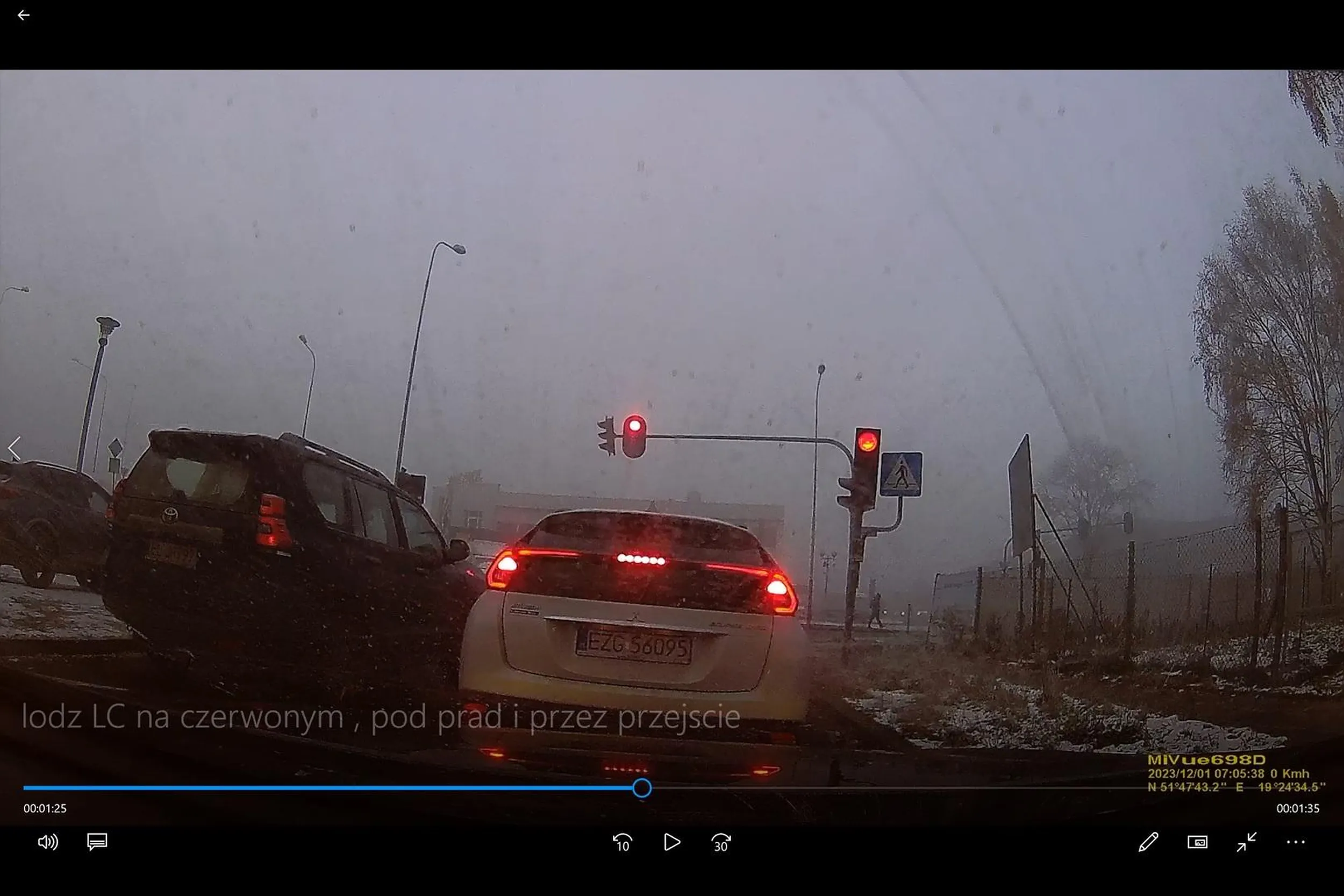 omija pod prąd  prawidłowo stojące przed światłami samochody, wjeżdza na czerwonym na przejście dla pieszych na którym są piesi