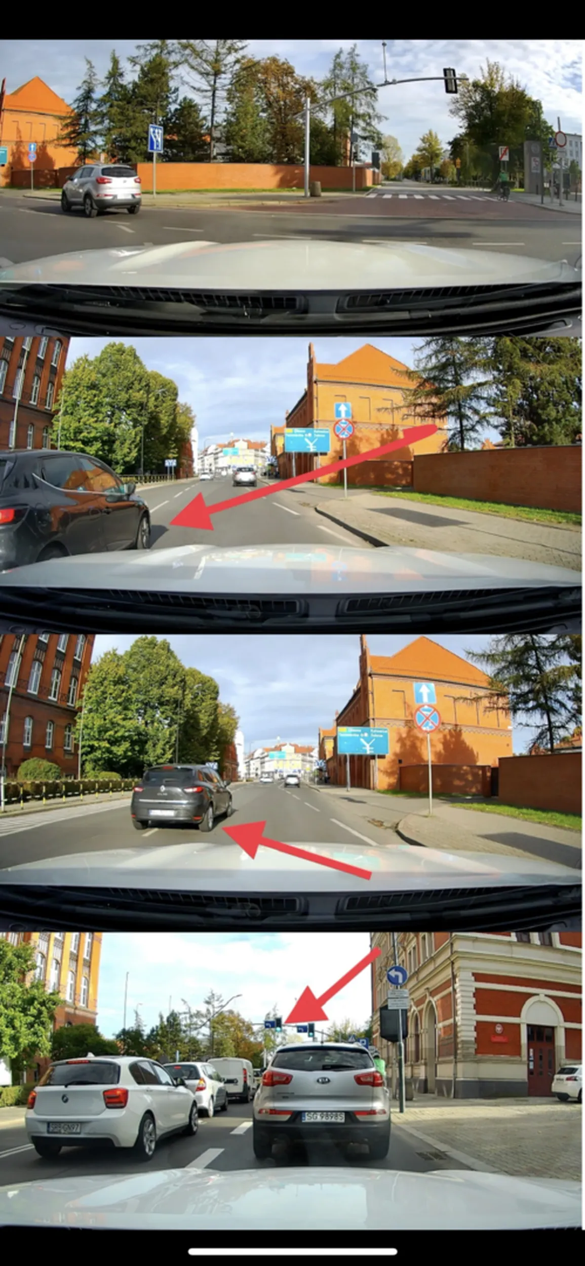 Niezbyt inteligentny mężczyzna przy skręcie w lewo zamiast trzymać się swojego pasa zaczął wjeżdżać na mój, skrajnie prawy pas i chciał przytulić się swoim autem do mojego. Na szczęście myślałam za niego i patrzyłam w lusterka, więc hamując uniknęłam kolizji. Natomiast posiadacz prawa jazdy prowadzący to auto po zrównaniu się ze mną zamiast przeprosić albo podziękować,  postanowił wymachiwać do mnie rękami i kontynuował jazdę środkiem jezdni przez dwa pasy. Odebrać prawo jazdy albo wysłać na psychotesty w tym przypadku to za mało.