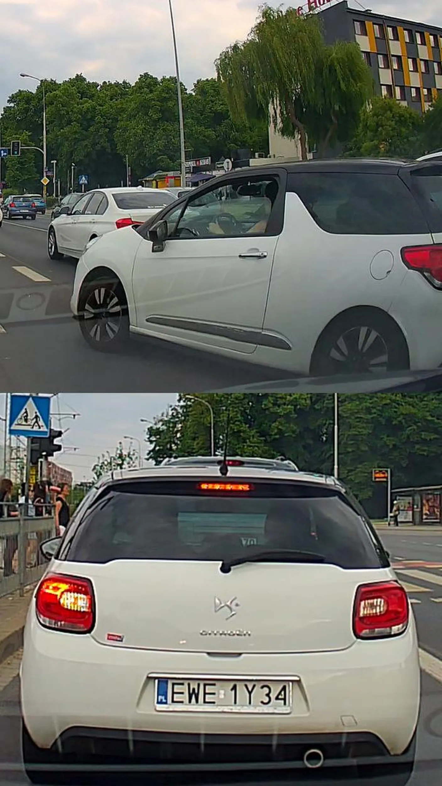 Prawo jazdy znalezione w chipsach.  Jak już się wymusiło to wypadałoby chociaż mignąć awaryjnymi. Księżniczko na łódzkich blachach ;)