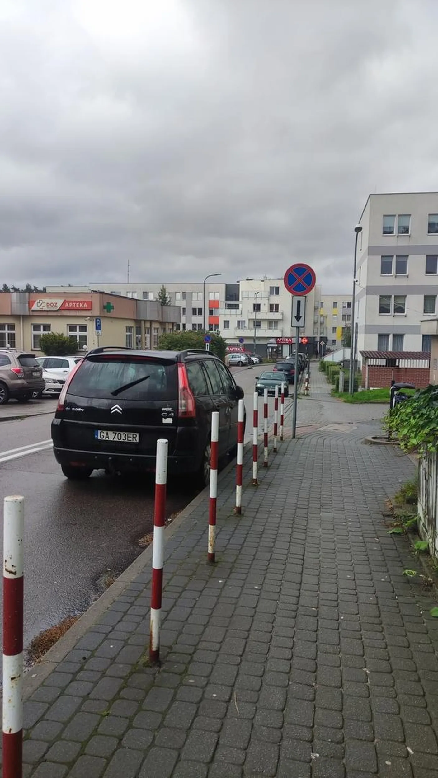 Tyle miejsc parkingowych a d. zajął pas ruchu i to pod samym znakiem...